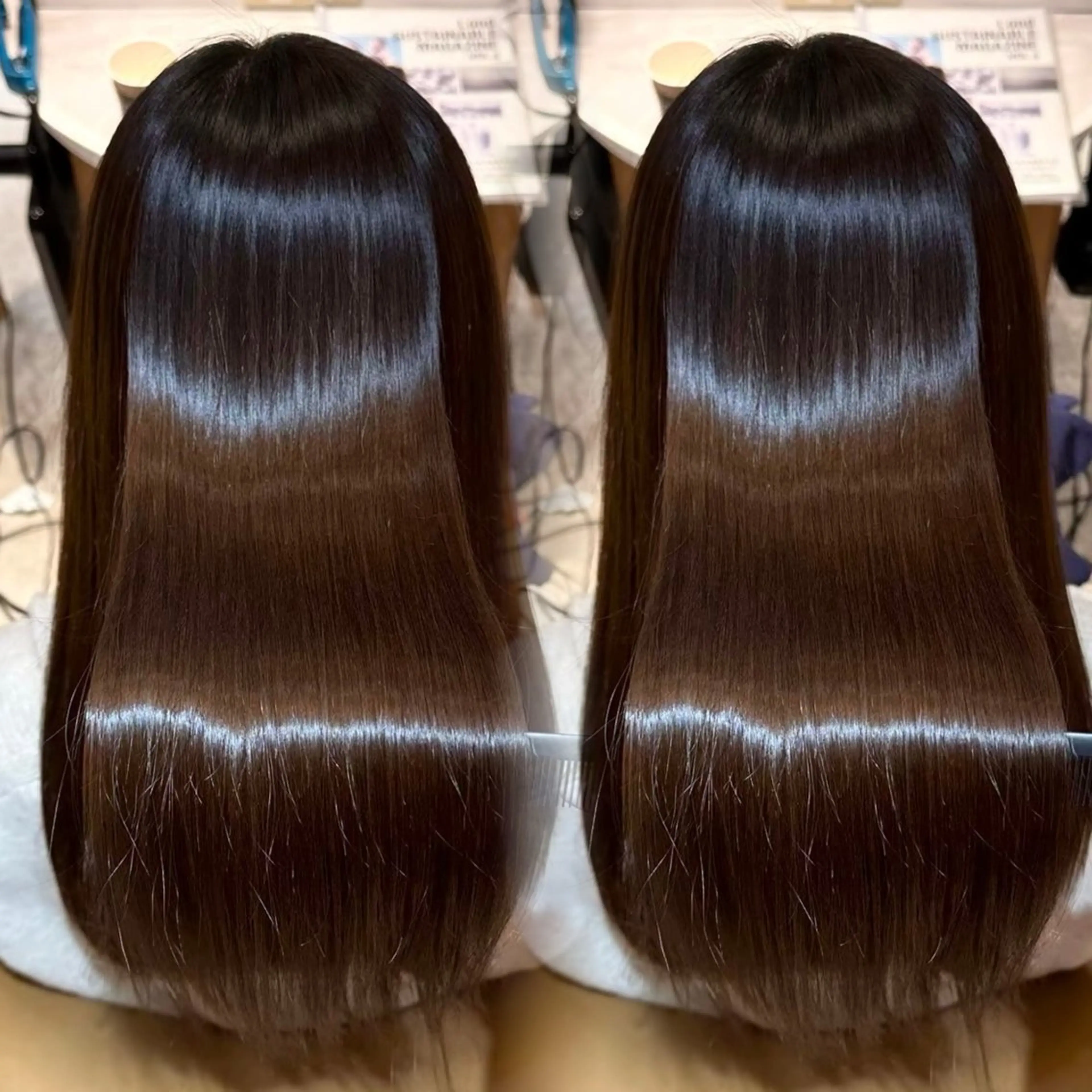 ロング 髪質改善 縮毛矯正 トリートメント 酸性ストレート 酸熱トリートメント 縮毛矯正 トリートメント 髪質改善/縮毛矯正/ レイヤーカットななこのヘアスタイル