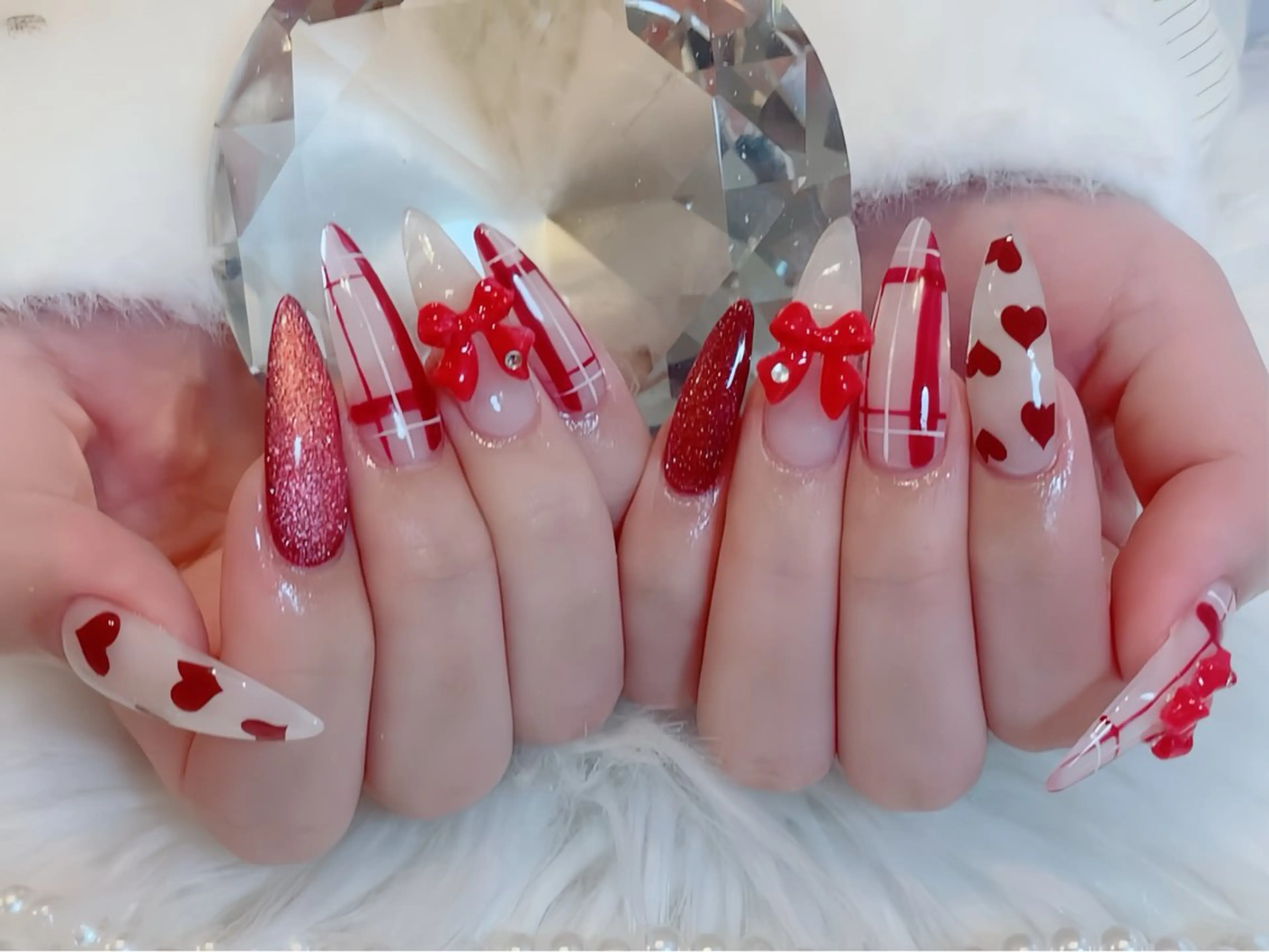 ネイル アニマル柄 ボルドー ブラウン チークネイル フレンチネイル ハンドネイル Rin Nail 新大久保店のネイルデザイン