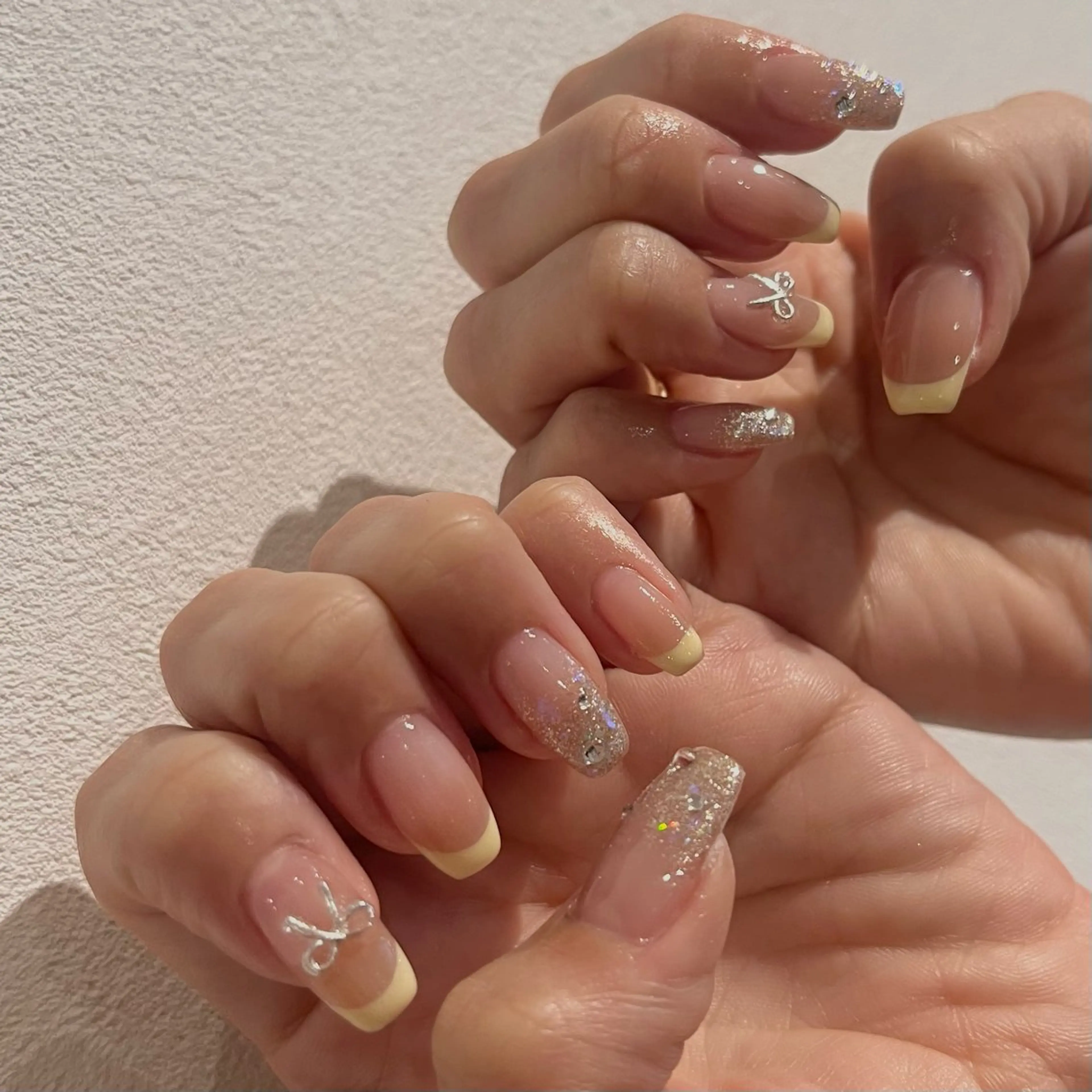 ネイル フレンチネイル グラデーション キラキラネイル ピンク ピンクベージュ ハンドネイル ballie／小野原 なつみのネイルデザイン