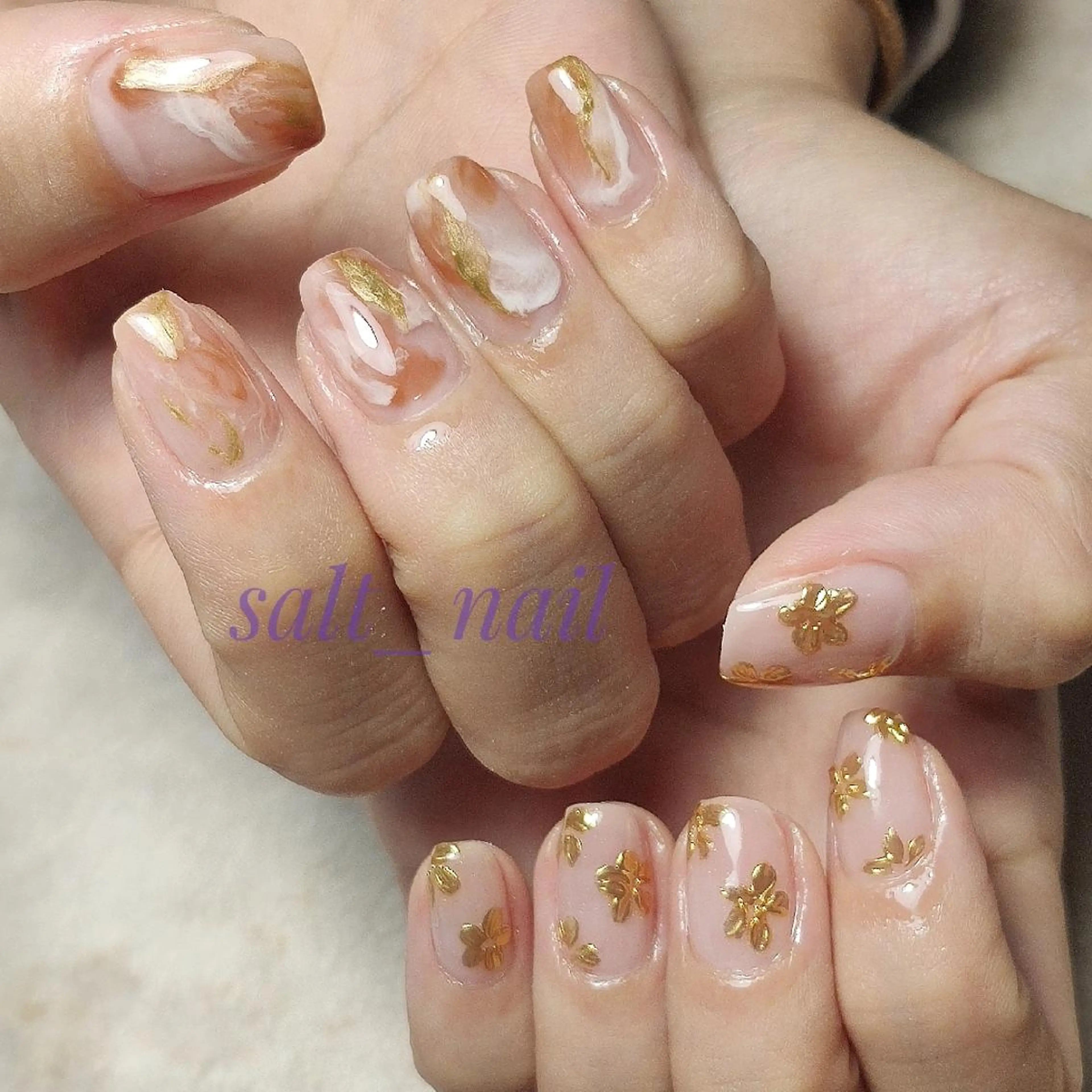 ネイル フラワーネイル ミラーネイル ニュアンスネイル ハンドネイル 個人サロン saltnailのネイルデザイン