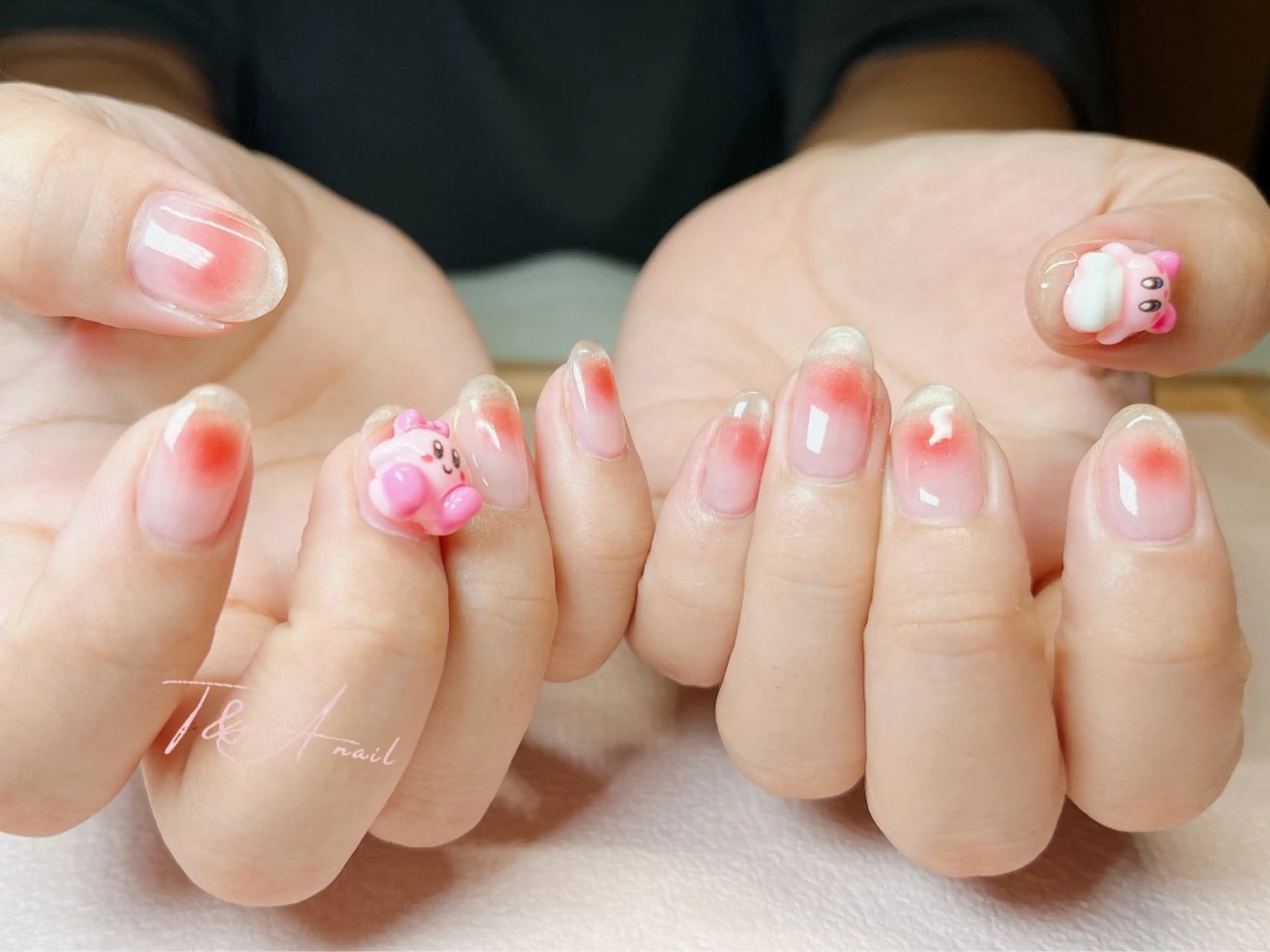 ネイル チークネイル ジェルネイル 持ち込み ピンク スカルプネイル ハンドネイル T&A nailのネイルデザイン