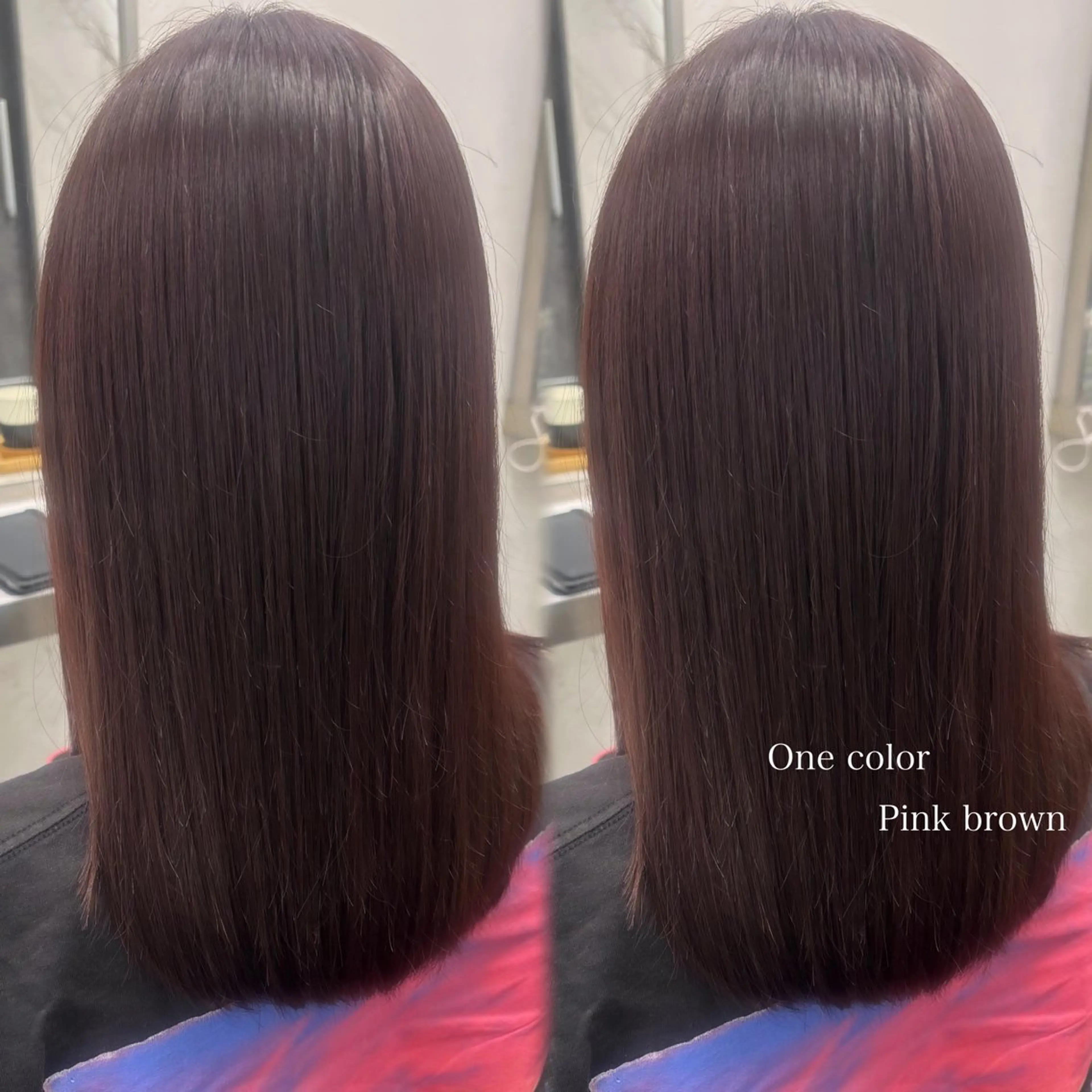 セミロング カラー ブラウンカラー ピンクカラー ピンクブラウン ヘアカラー 韓国ヘア🇰🇷 HINAのマツエク・マツパデザイン