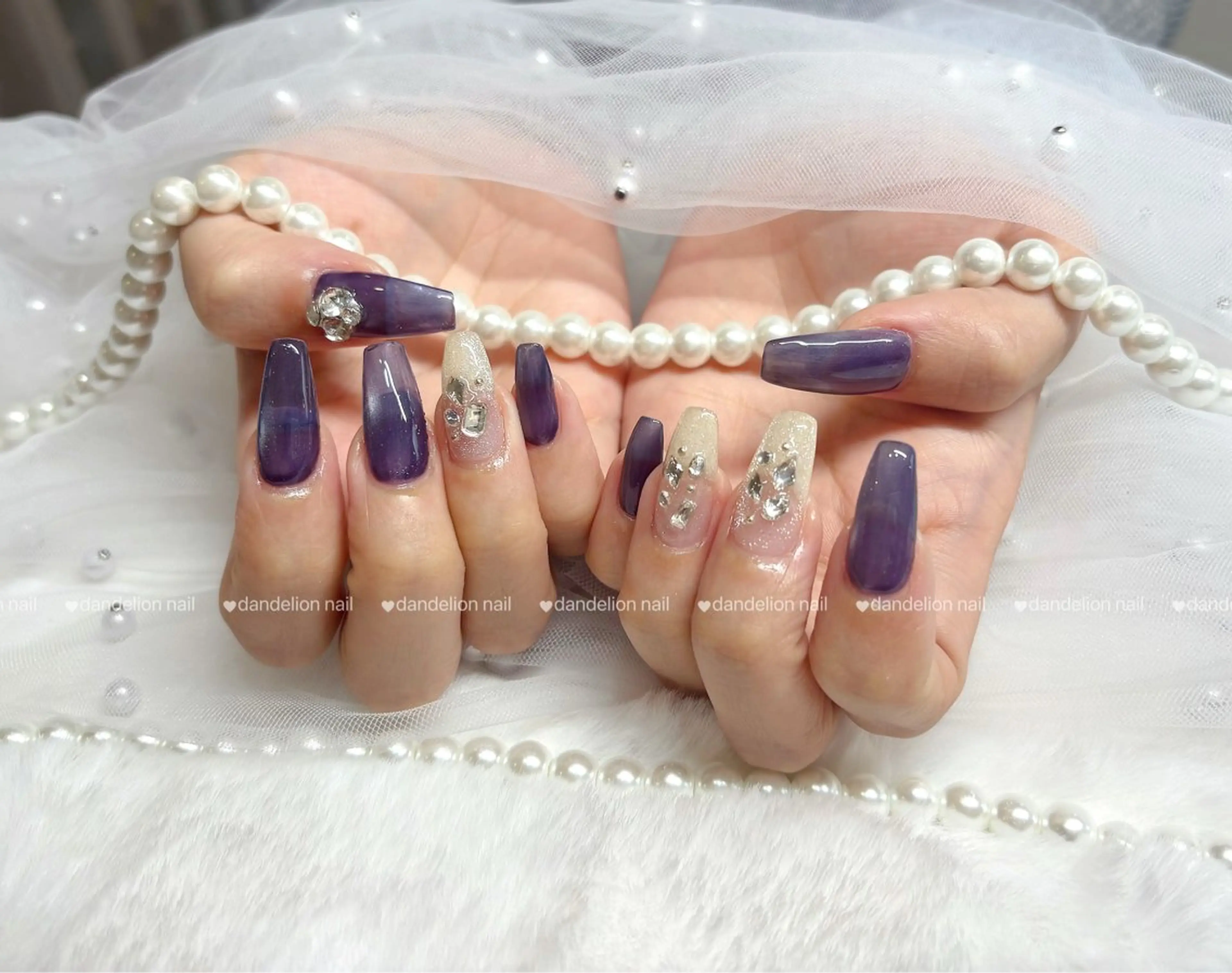 ネイル キラキラネイル 持ち込み ワンホンネイル ハンドネイル dandelion nail北千住のネイルデザイン