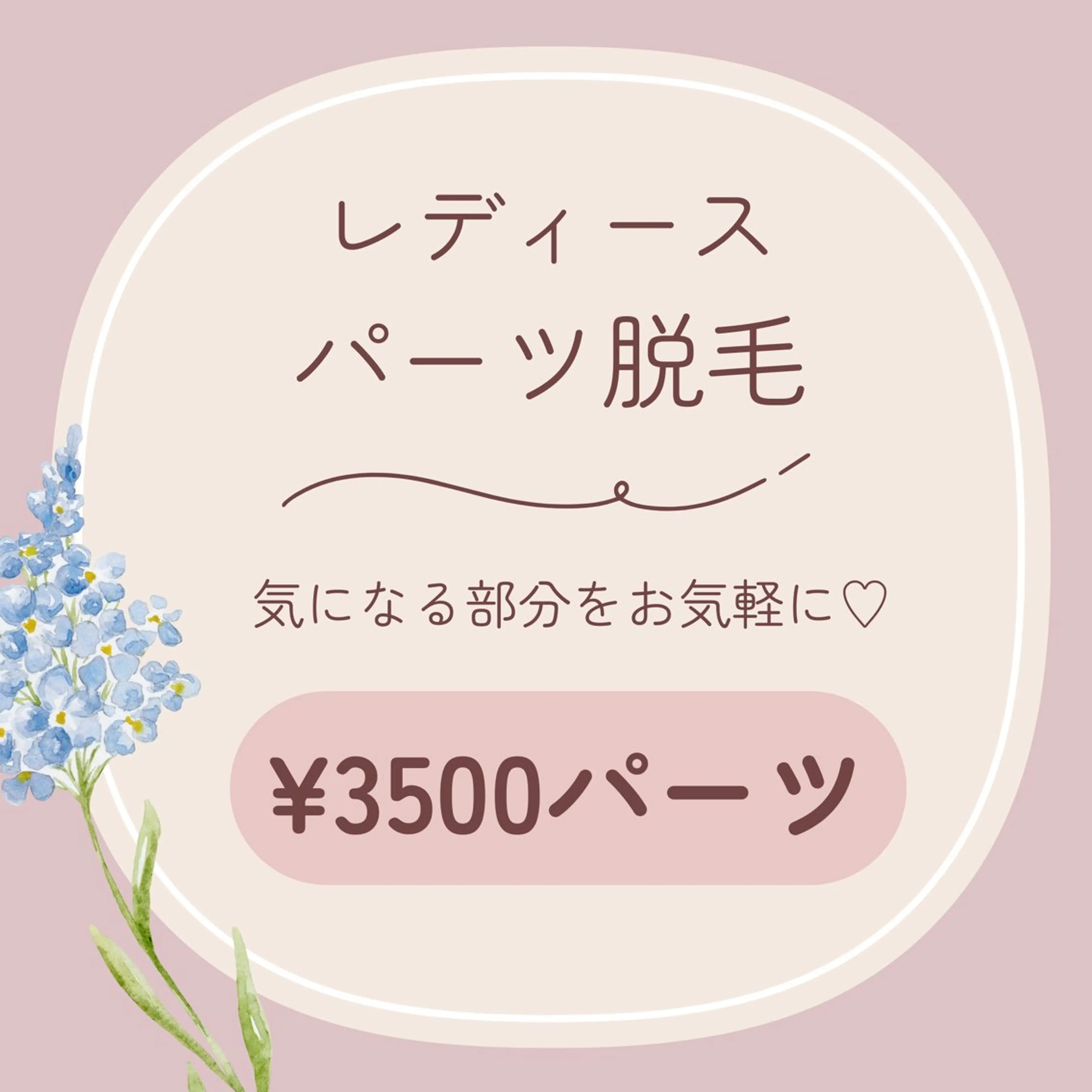 レディース┊ パーツ脱毛┊ 各¥3500パーツの写真