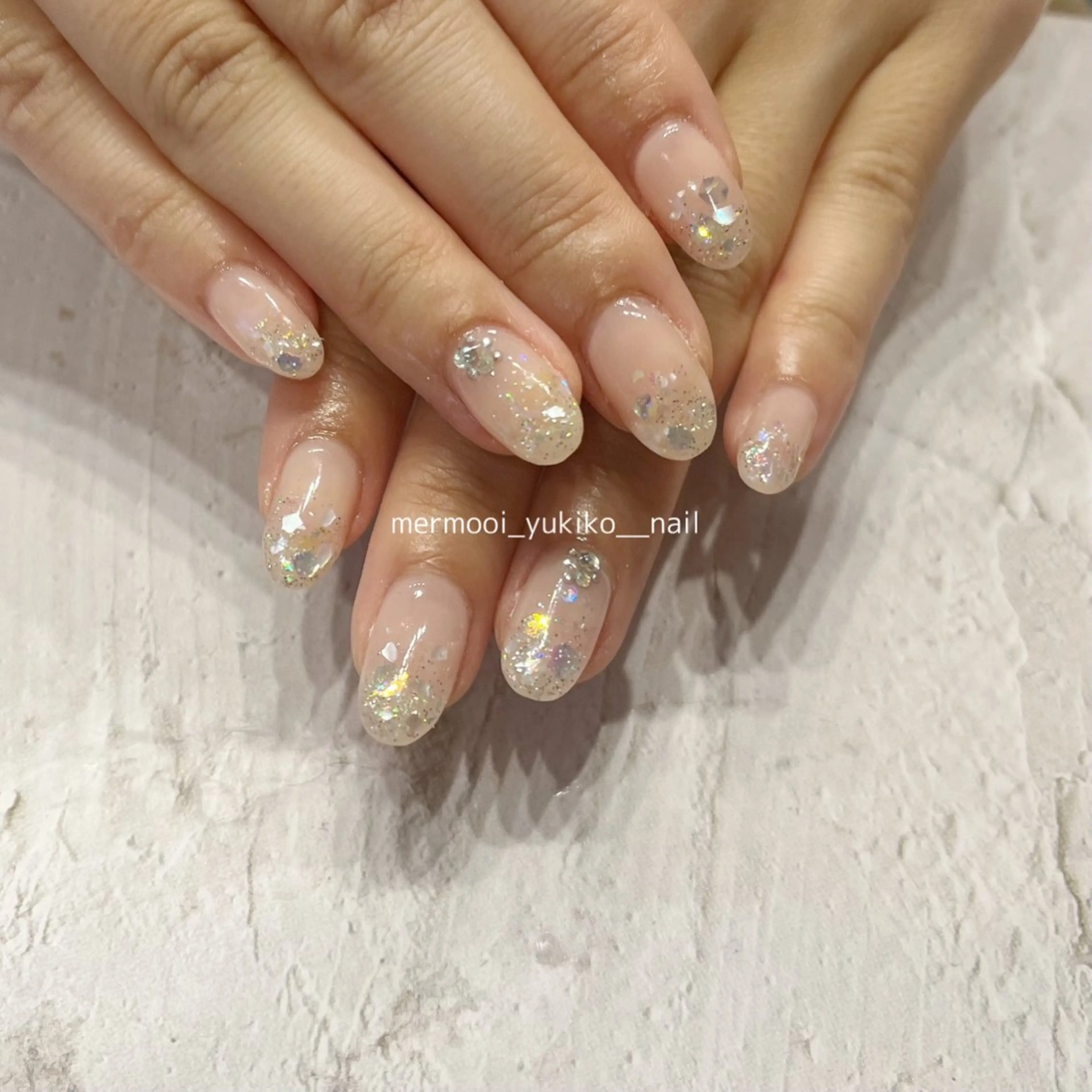 ネイル アートネイル ジェルネイル 韓国ネイル ラメ(グリッター) ラメグラデーション ハンドネイル melumooi nailのネイルデザイン