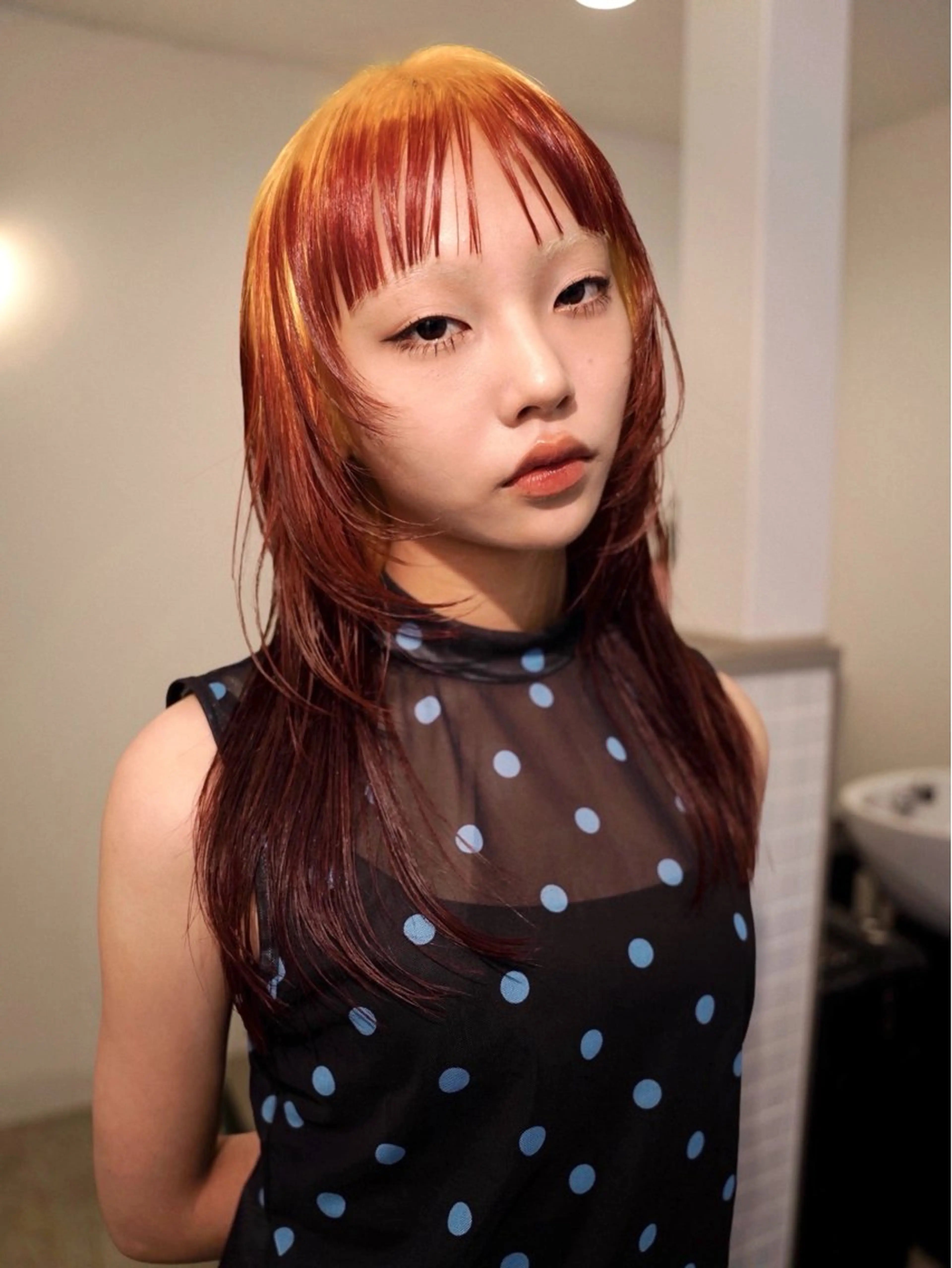 セミロング カラー ブロンド ハッシュカット カット ヘアカラー トリートメント Kaito🐶/ デザイン/レイヤーのヘアスタイル