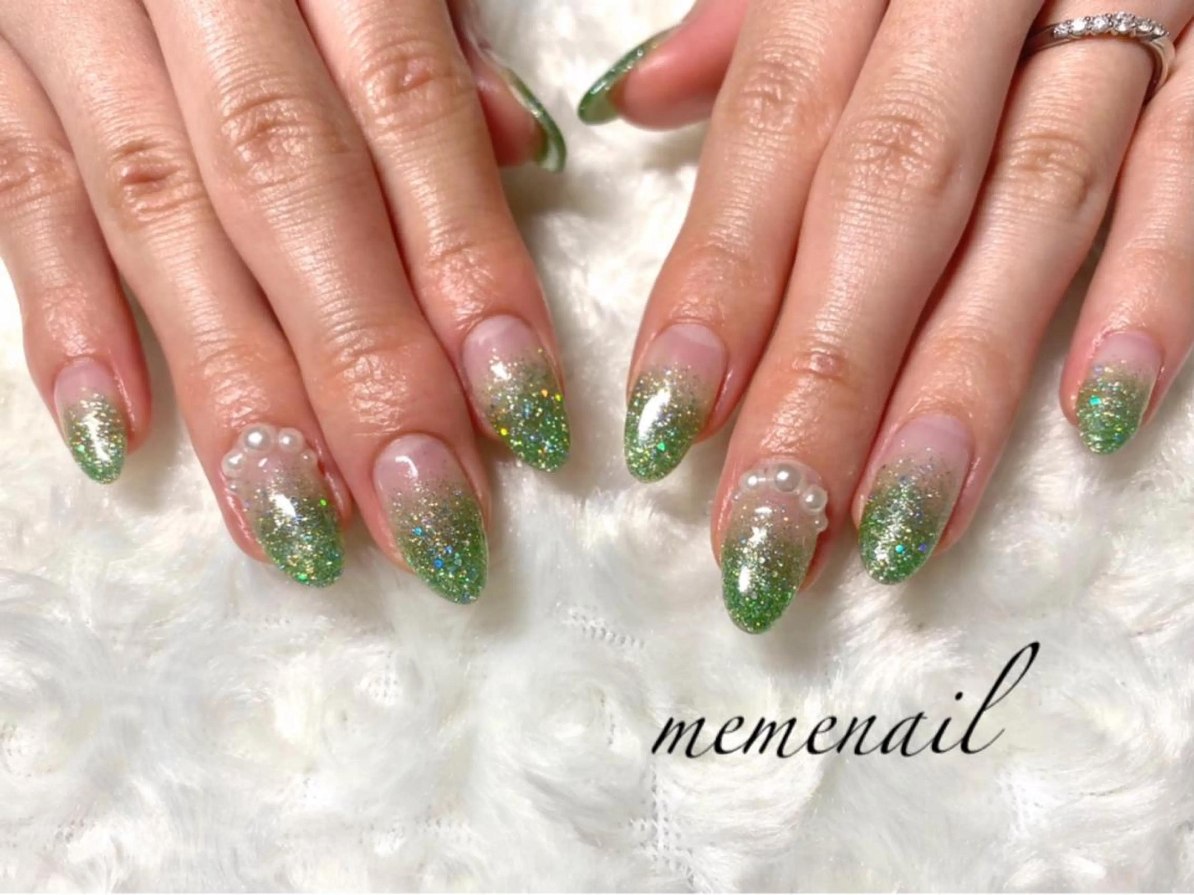 ネイル グリーン ラメ(グリッター) ラメグラデーション 冬ネイル クリスマス Noguchi Megumiのその他イメージ