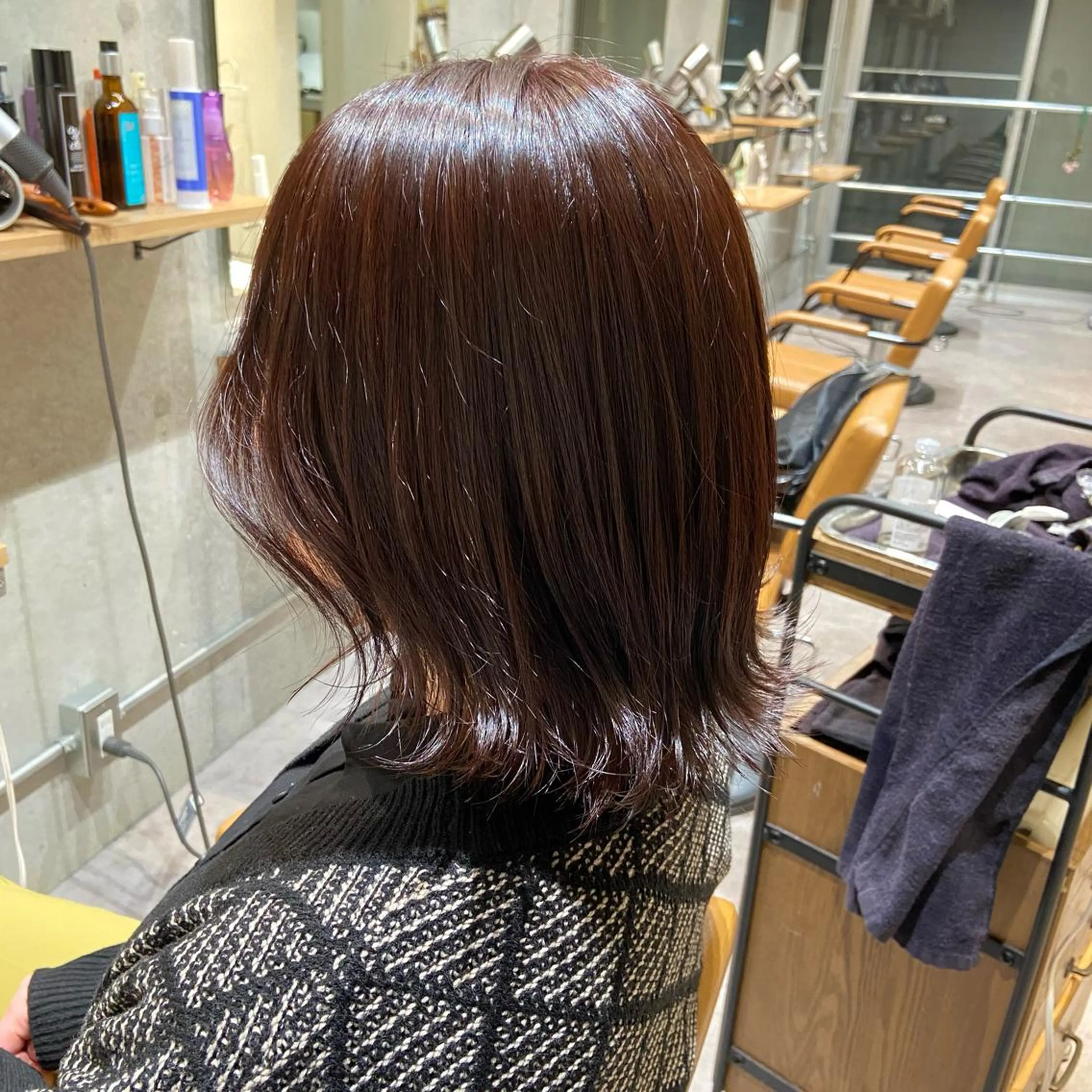 ミディアム カラー ブリーチ ブラウンカラー ブリーチなしカラー レッドカラー レッドブラウン 👒oikawa kaede🍃のヘアスタイル