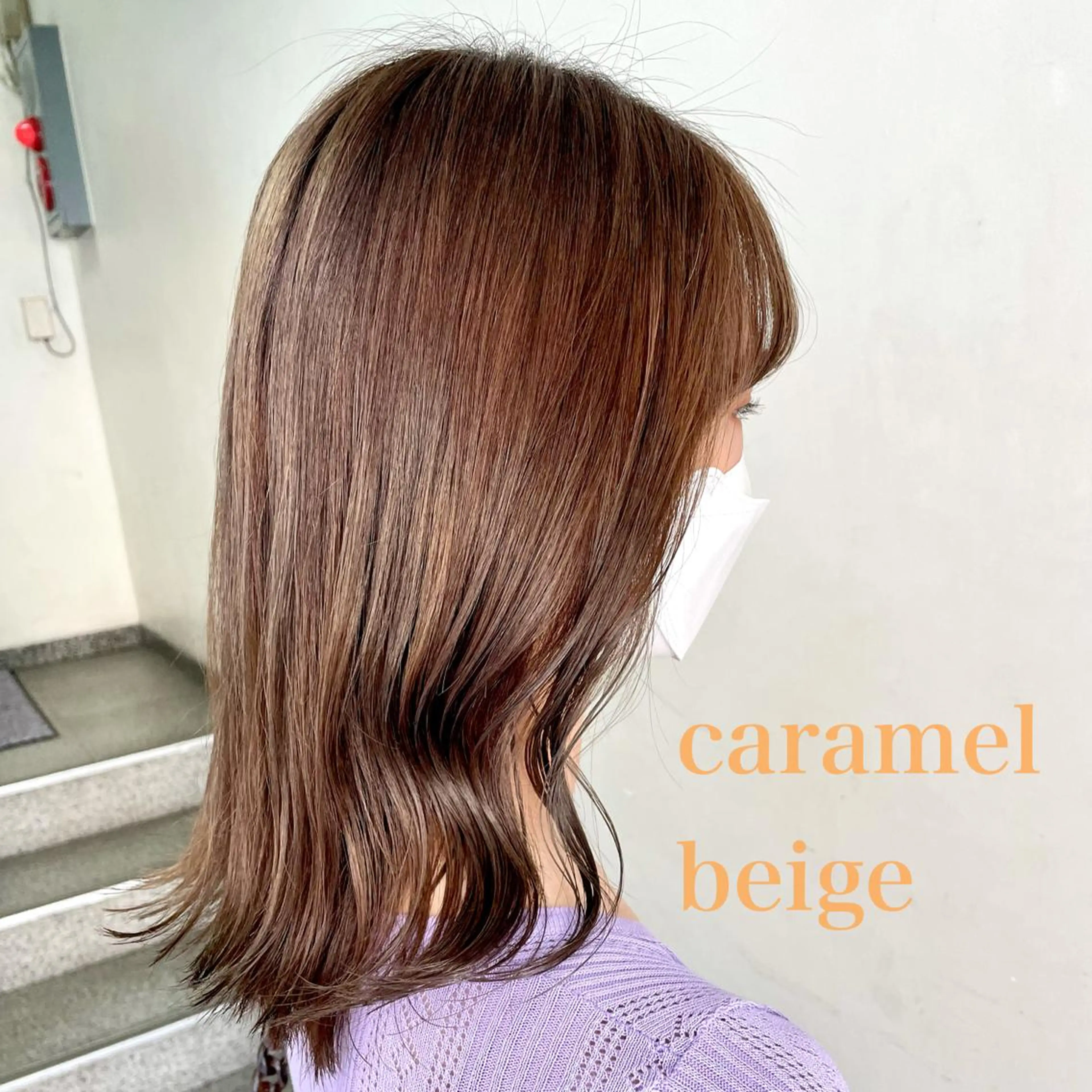 セミロング カラー ベージュカラー カット ヘアカラー トリートメント 切りっぱなしボブ ソノキユウカのヘアスタイル