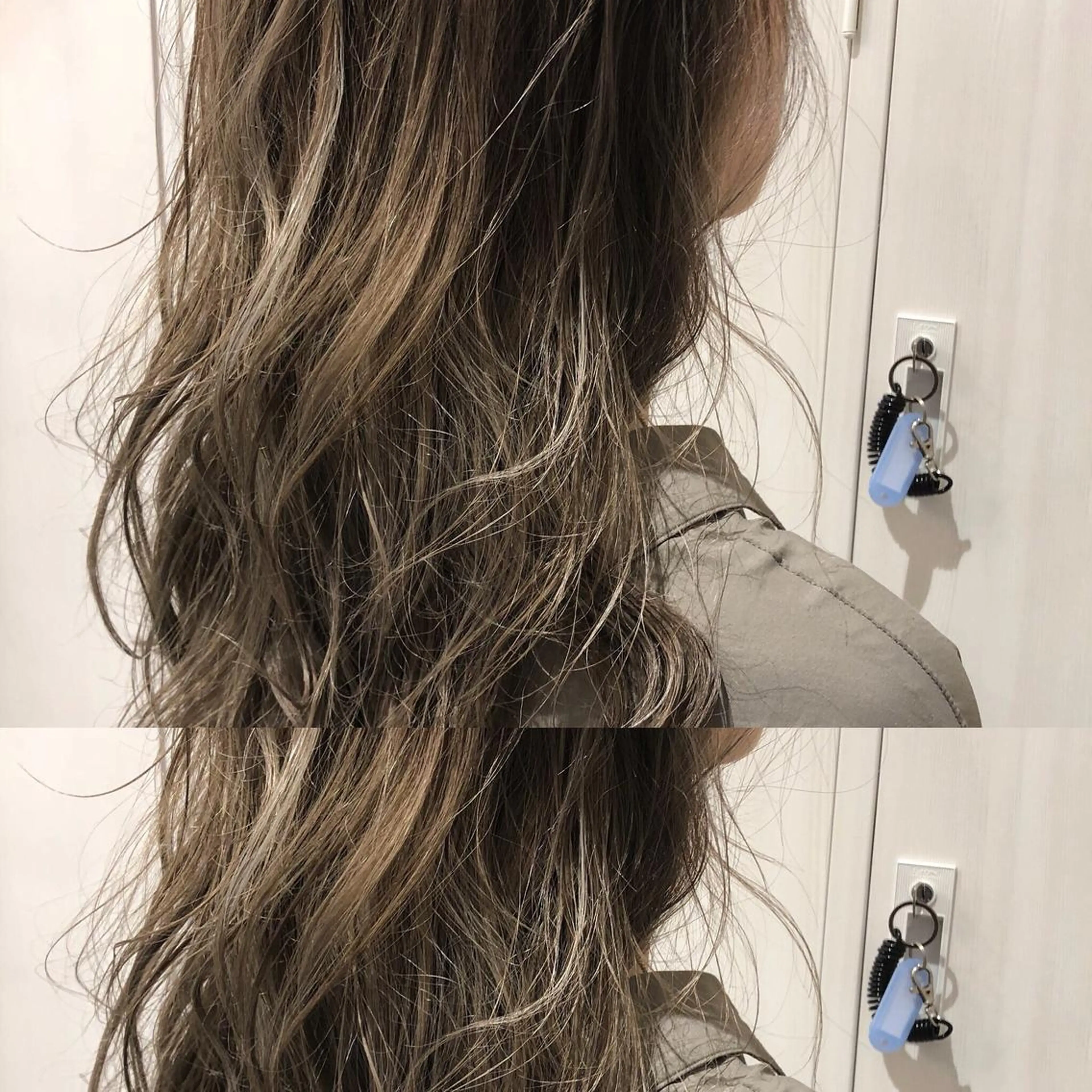 ロング カラー アディクシーカラー アッシュ バレイヤージュ 透明感カラー グラデーションカラー 三鷹で1番ショート ボブをカットする新谷のヘアスタイル