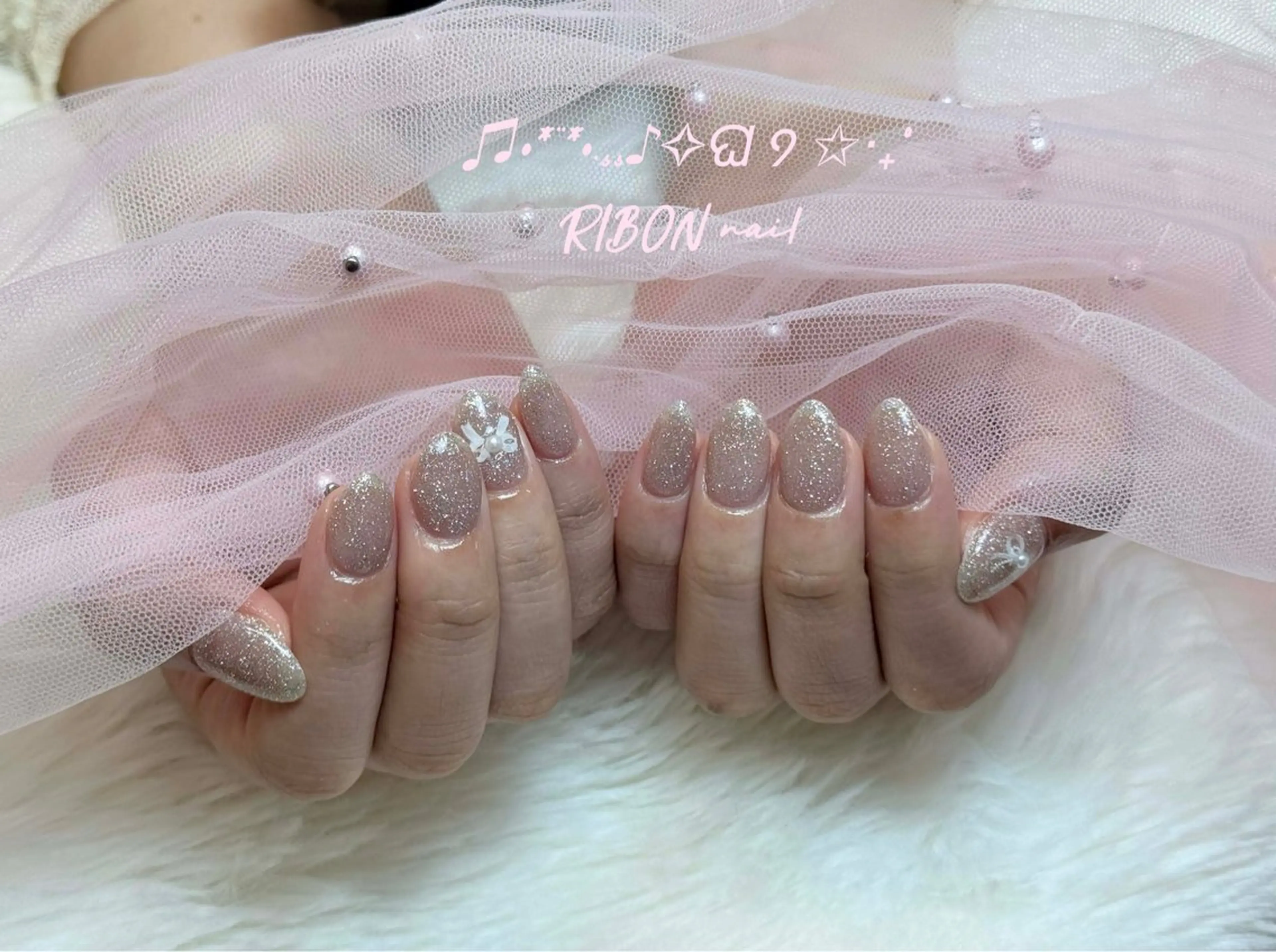 ネイル チークネイル 長さ出し フレンチネイル ジェルネイル グラデーション ハンドネイル RIBON nail 高田馬場のネイルデザイン