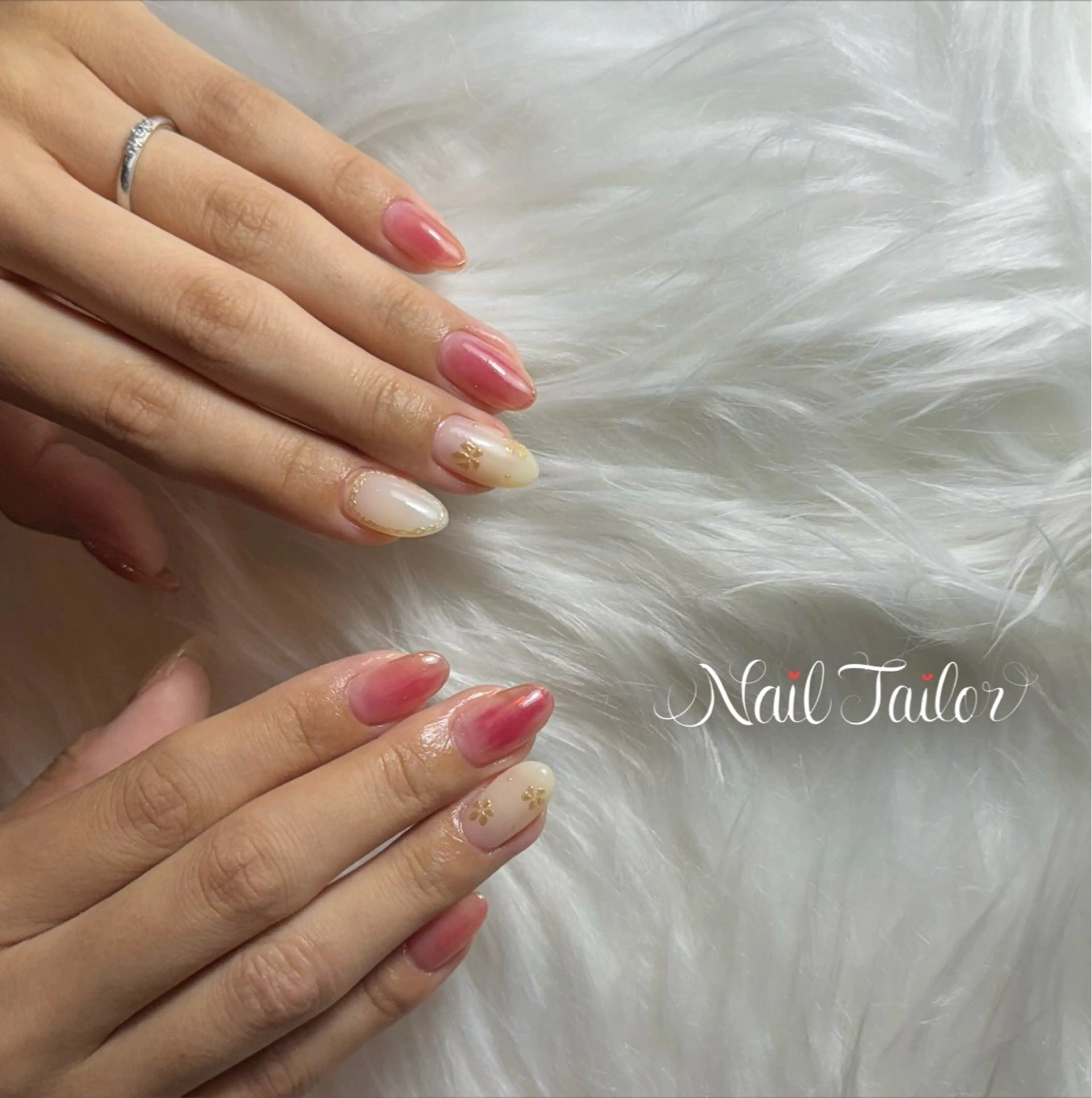 ネイル 長さ出し キラキラネイル ミラーネイル 持ち込み ニュアンスネイル ハンドネイル NailTailor ネイルテイラーのネイルデザイン