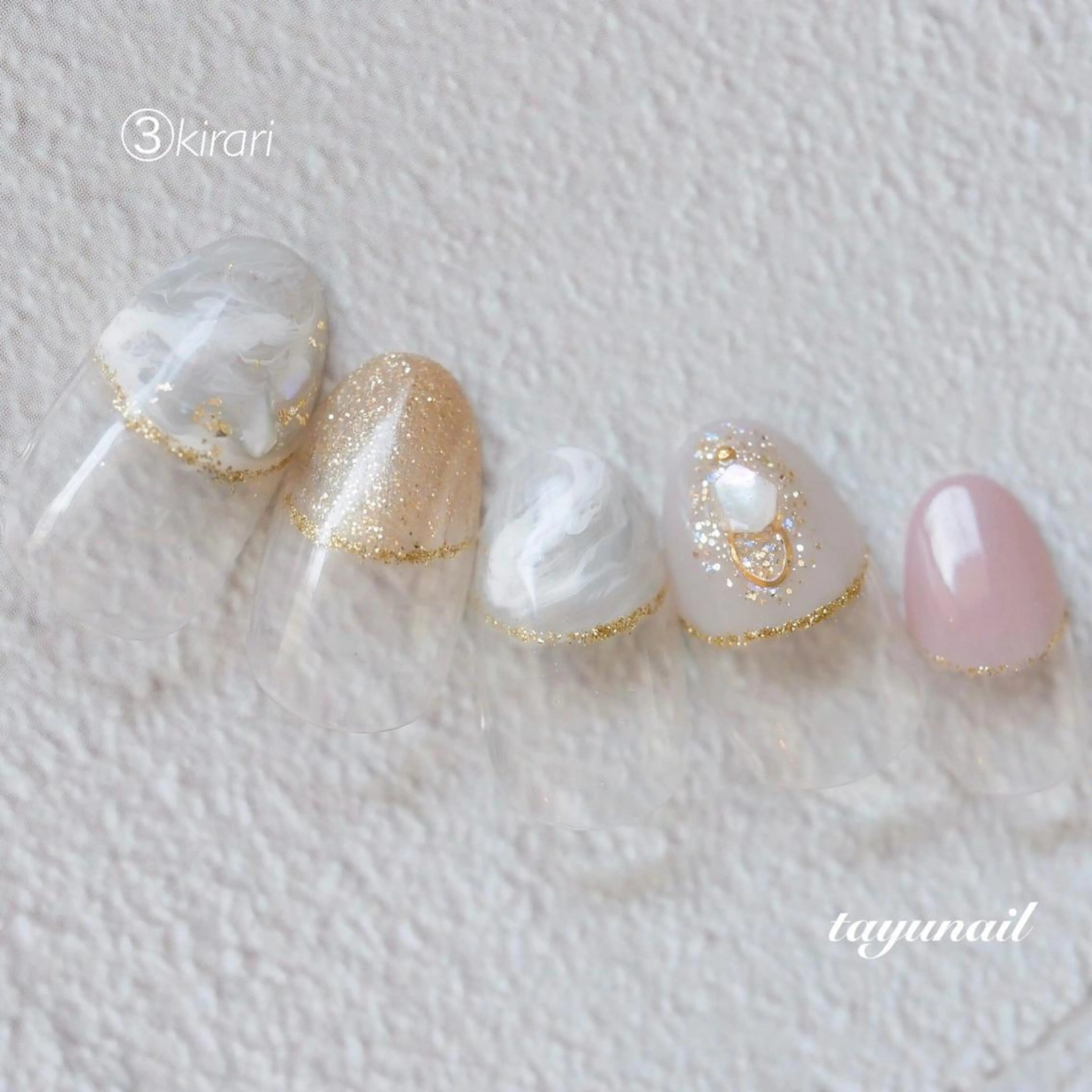 ネイル アートネイル ブルー フレンチネイル ジェルネイル ゴールド ネイルサロン 【たゆnail】のネイルデザイン