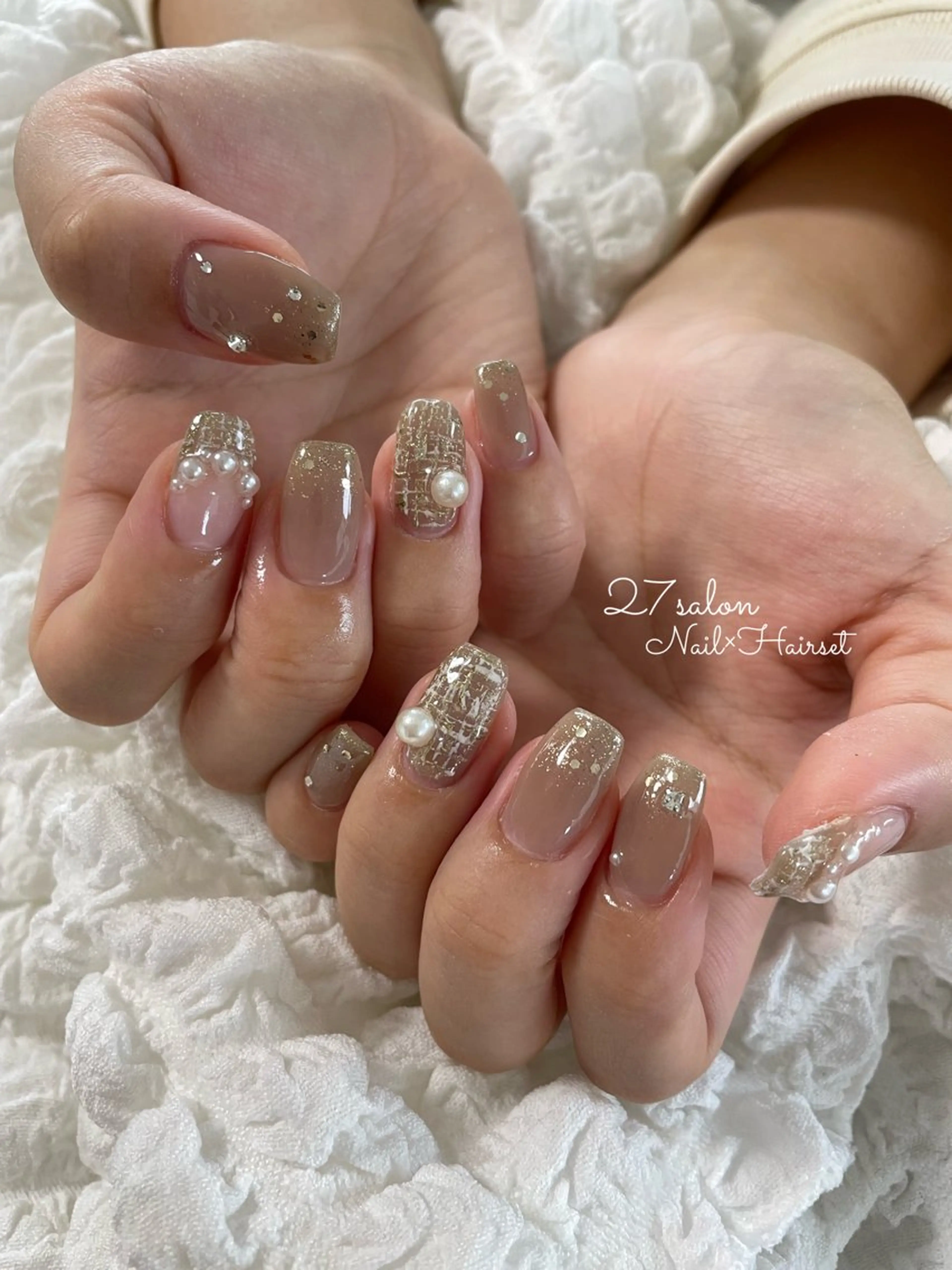 ネイル ツイードネイル 27salon yuinaのネイルデザイン