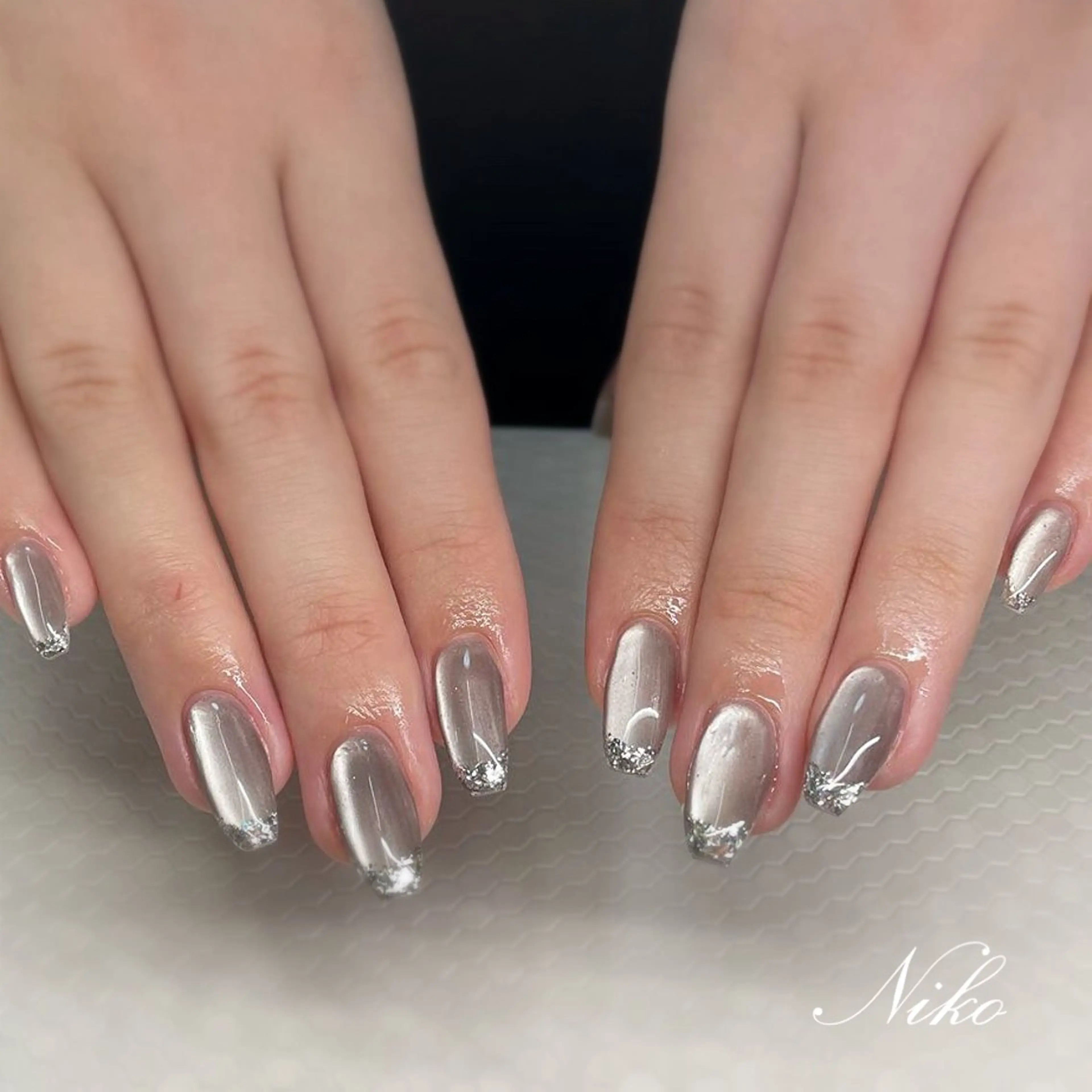 ネイル チークネイル 長さ出し フラッシュネイル フットネイル フレンチネイル Niko nailサロンのネイルデザイン