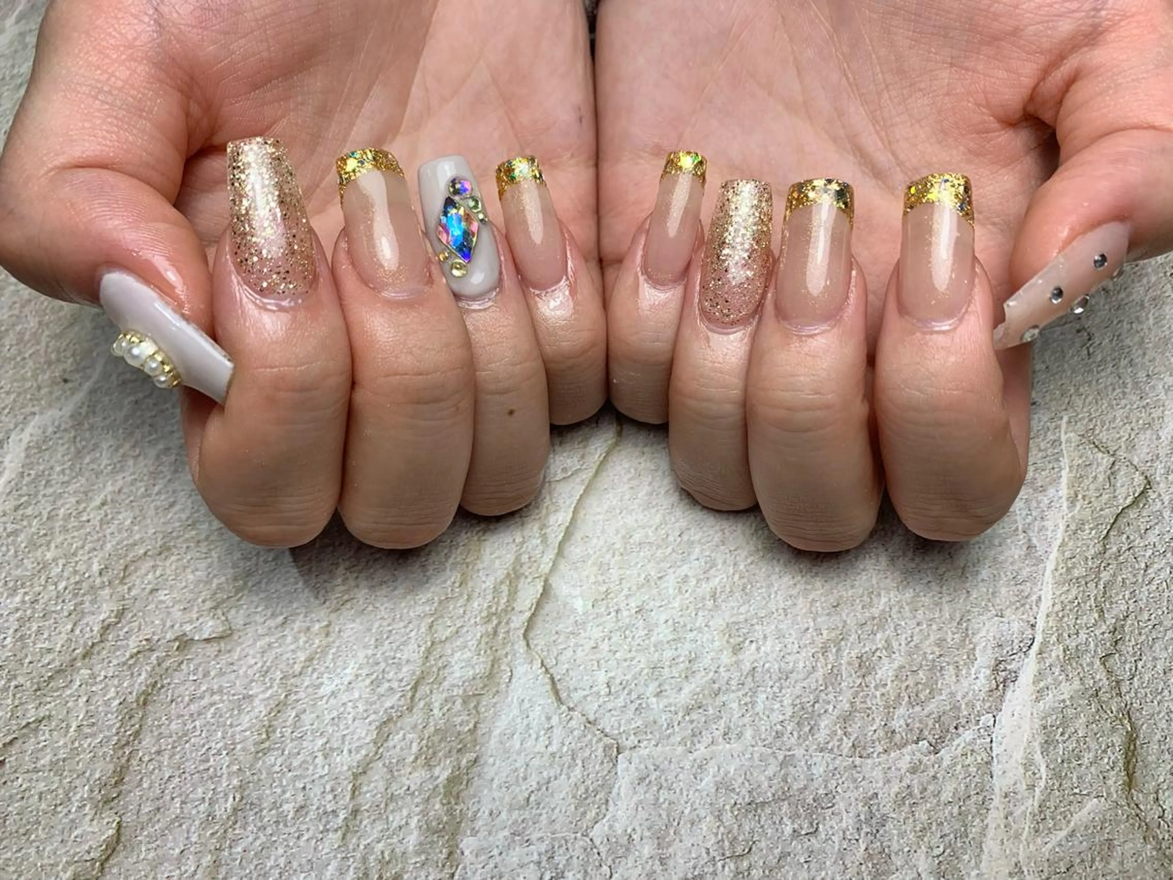 ネイル 成人式 フレンチネイル ガラスフレンチ nail room Ly'leaのネイルデザイン