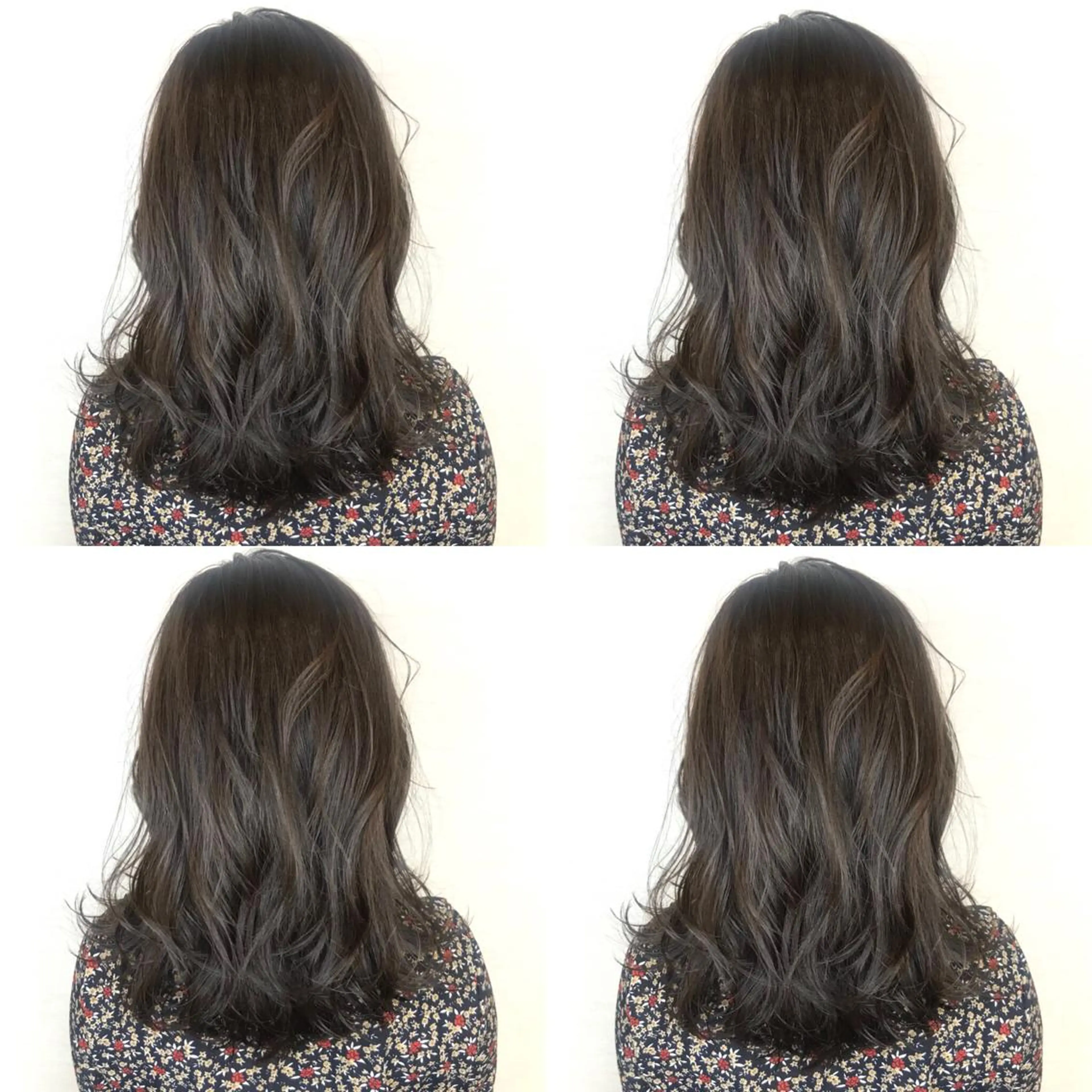 セミロング カラー ベージュカラー オリーブベージュ くびれヘア 韓国レイヤーカット/ ダブルカラーのヘアスタイル