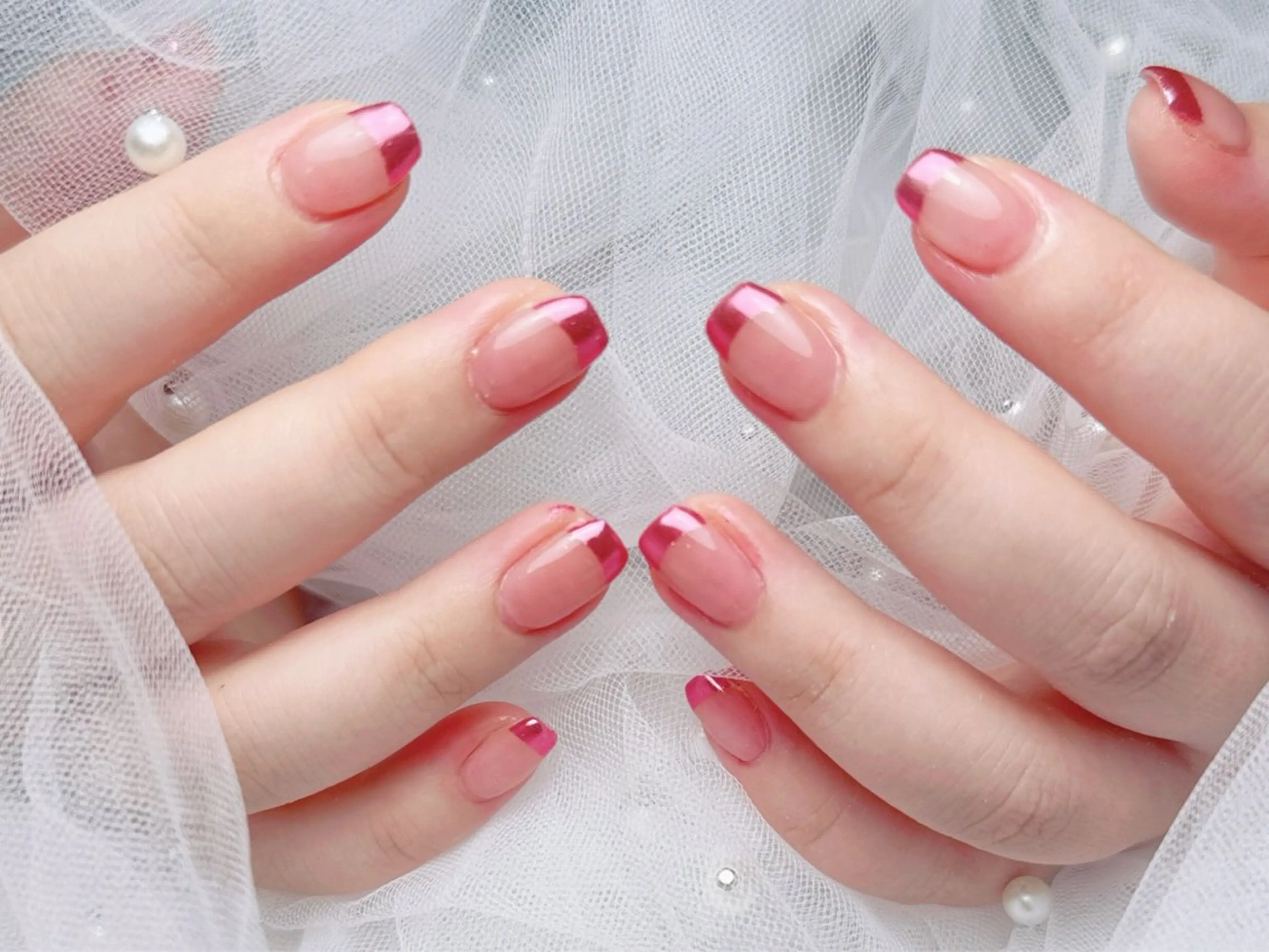 ネイル フレンチネイル ジェルネイル ハート 韓国ネイル マグネットネイル ハンドネイル ネイルサロン lotusのネイルデザイン