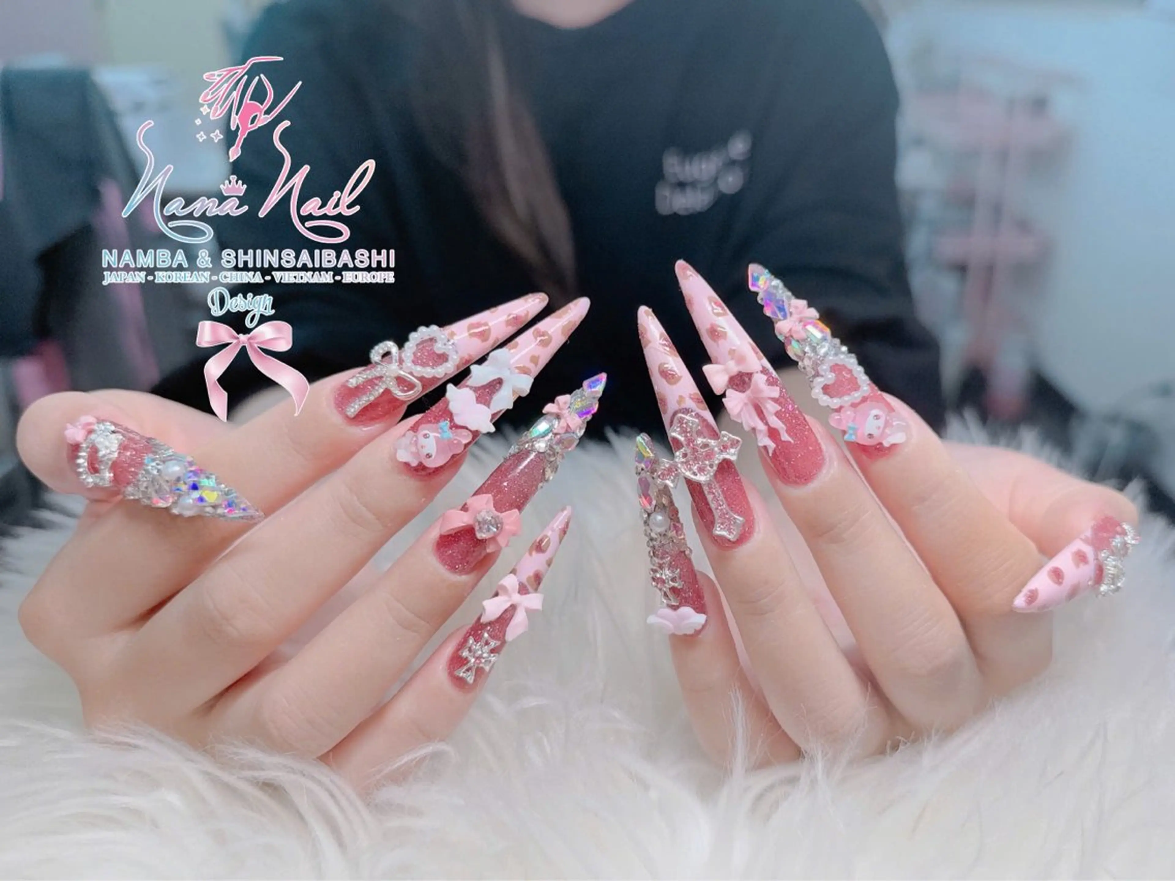 ロング 韓国風ヘア ロング クリスマス Linanail Nambaのネイルデザイン