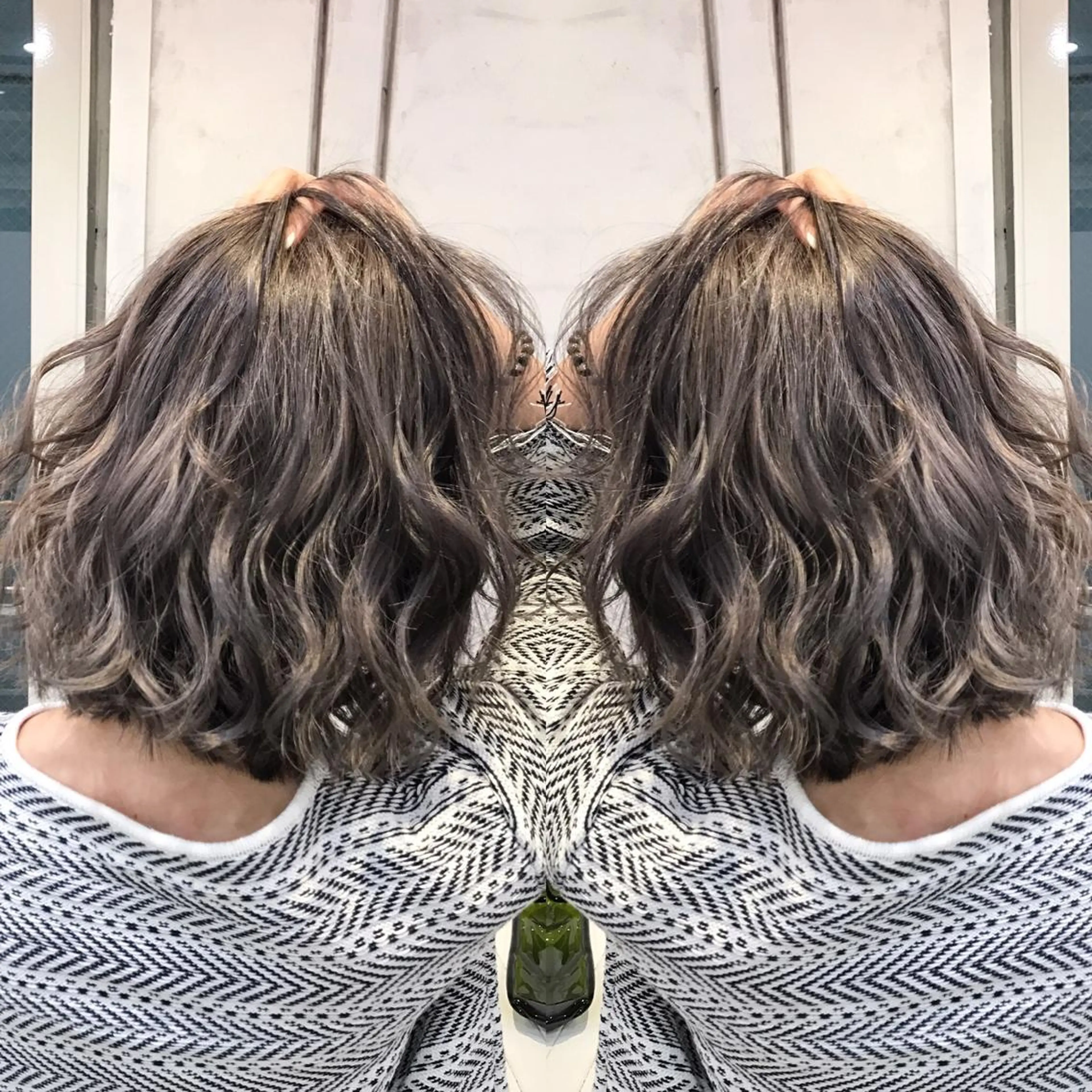 ミディアム カラー ヘアアレンジ ヘアカラー トリートメント 縮毛矯正 髪質改善寺坂雄飛💐のヘアスタイル