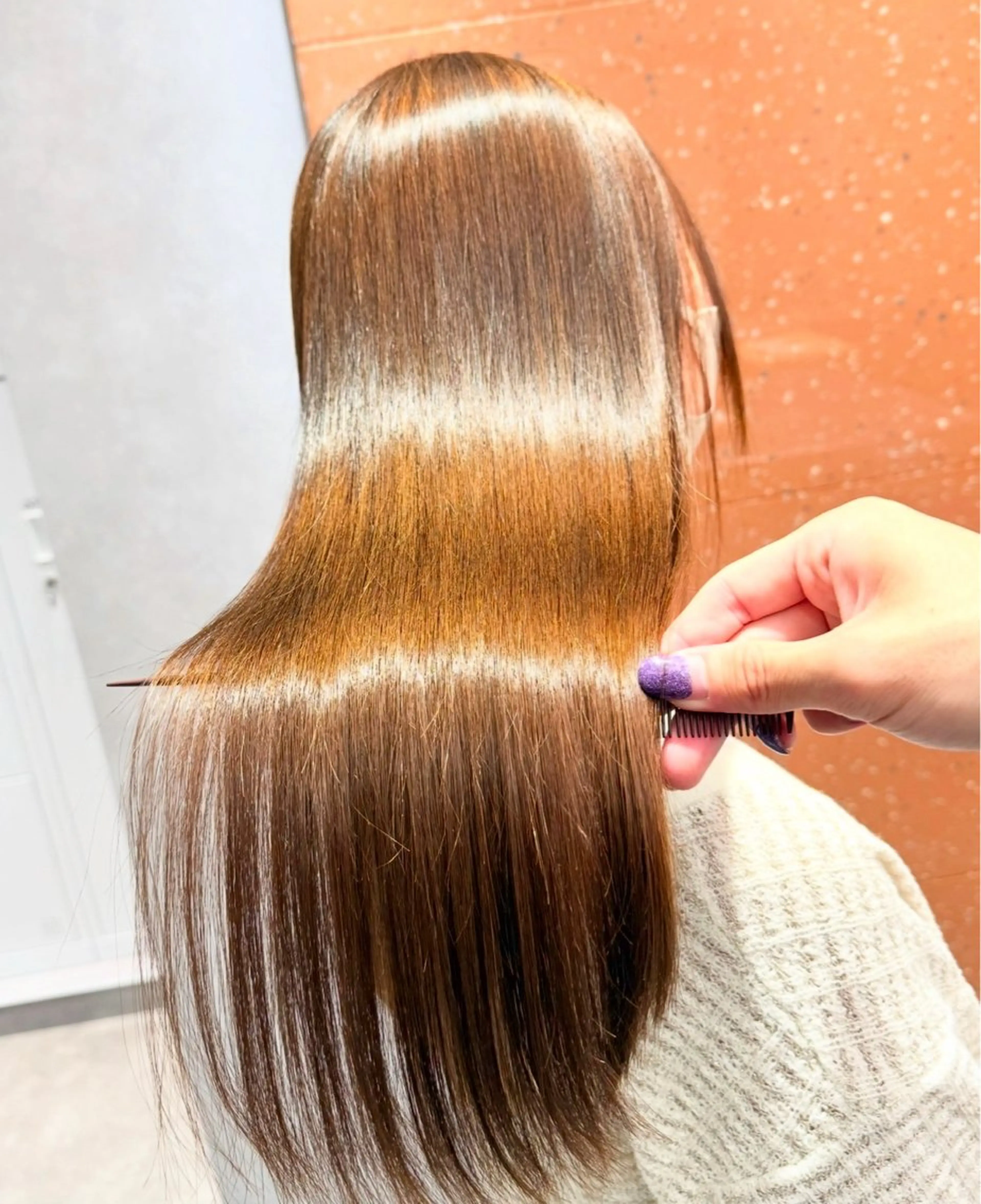 ロング カラー パーマ ヘアアレンジ 縮毛矯正 ストレートパーマ ヘアカラー 縮毛矯正 トリートメント 縮毛矯正/髪質改善/ ブリーチ毛/木元渓太のヘアスタイル