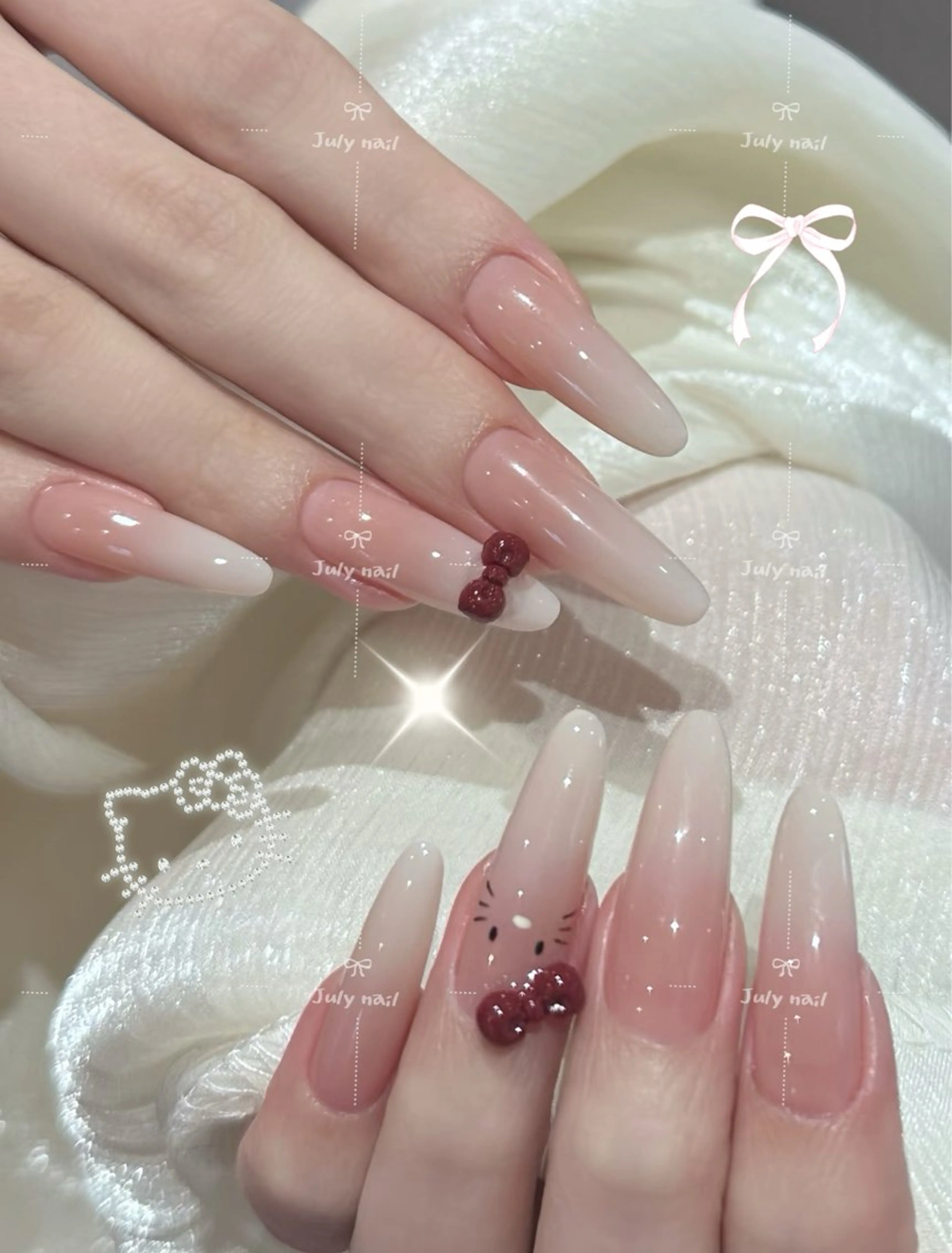 ネイル アートネイル オーロラネイル クリアネイル 長さ出し フレンチネイル ハンドネイル July.nail ジュライ　ネイルのネイルデザイン