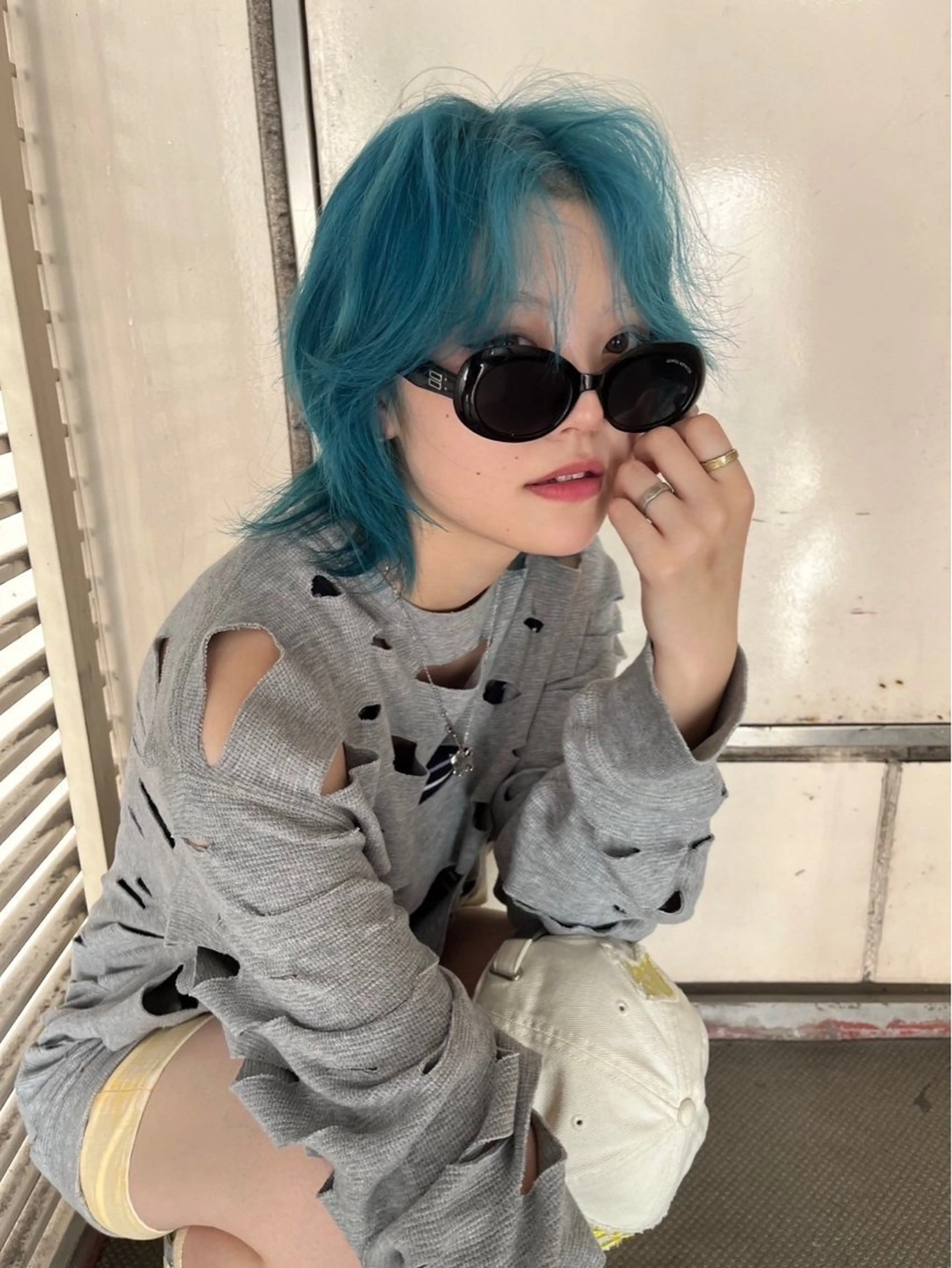 セミロング カラー ブリーチ ケアブリーチ デザインカラー ダブルカラー 学生 当日予約/天神美容室 HACKのヘアスタイル