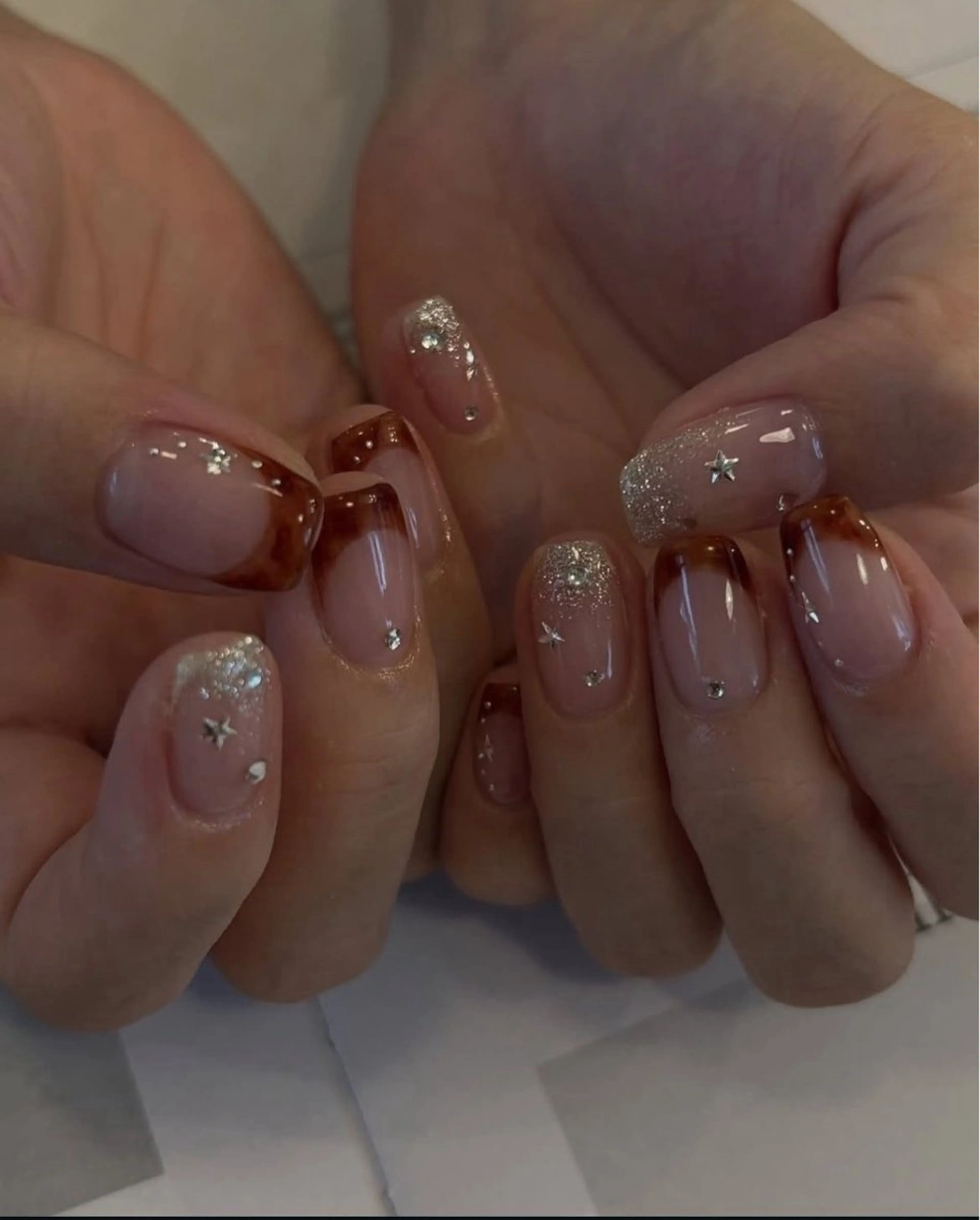 ネイル 韓国ネイル 持ち込み ニュアンスネイル ネイルチップ 冬ネイル LISA ANA.CHUOのネイルデザイン