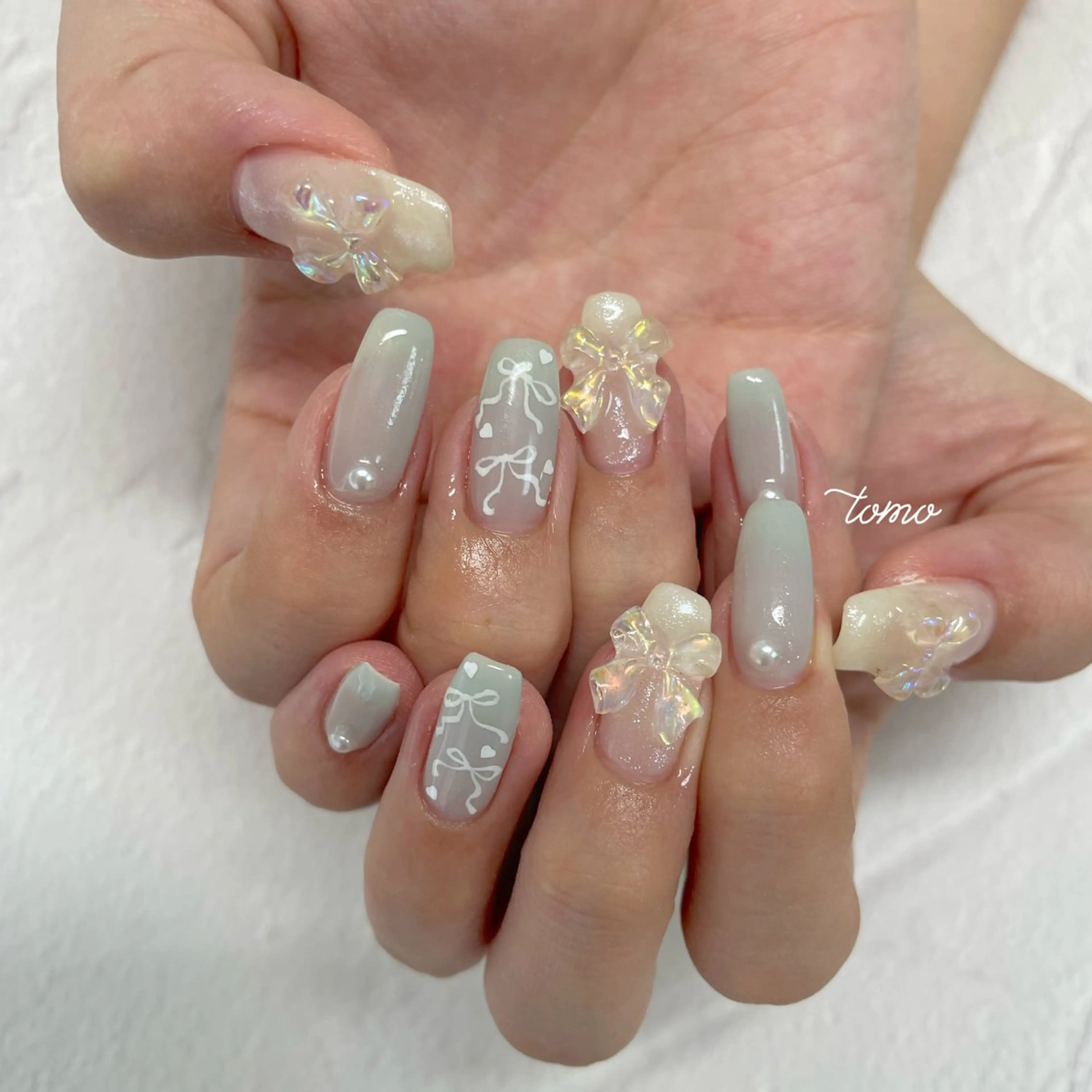 ネイル リボン ハンドネイル nailist TOMOのネイルデザイン