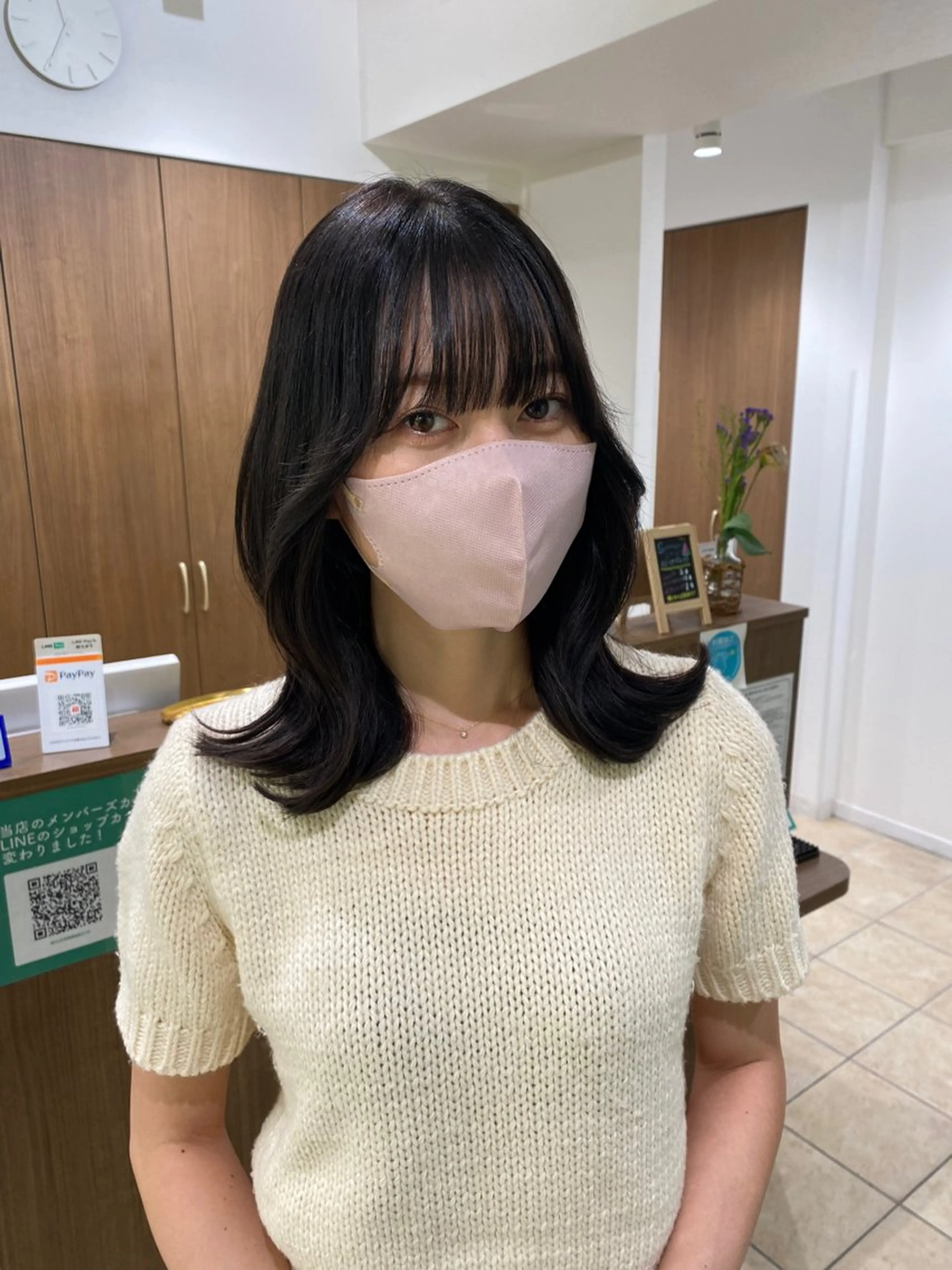 セミロング カラー ブラウンカラー くびれヘア カット ヘアカラー トリートメント 長妻莉央/縮毛矯正 髪質改善カラーのヘアスタイル