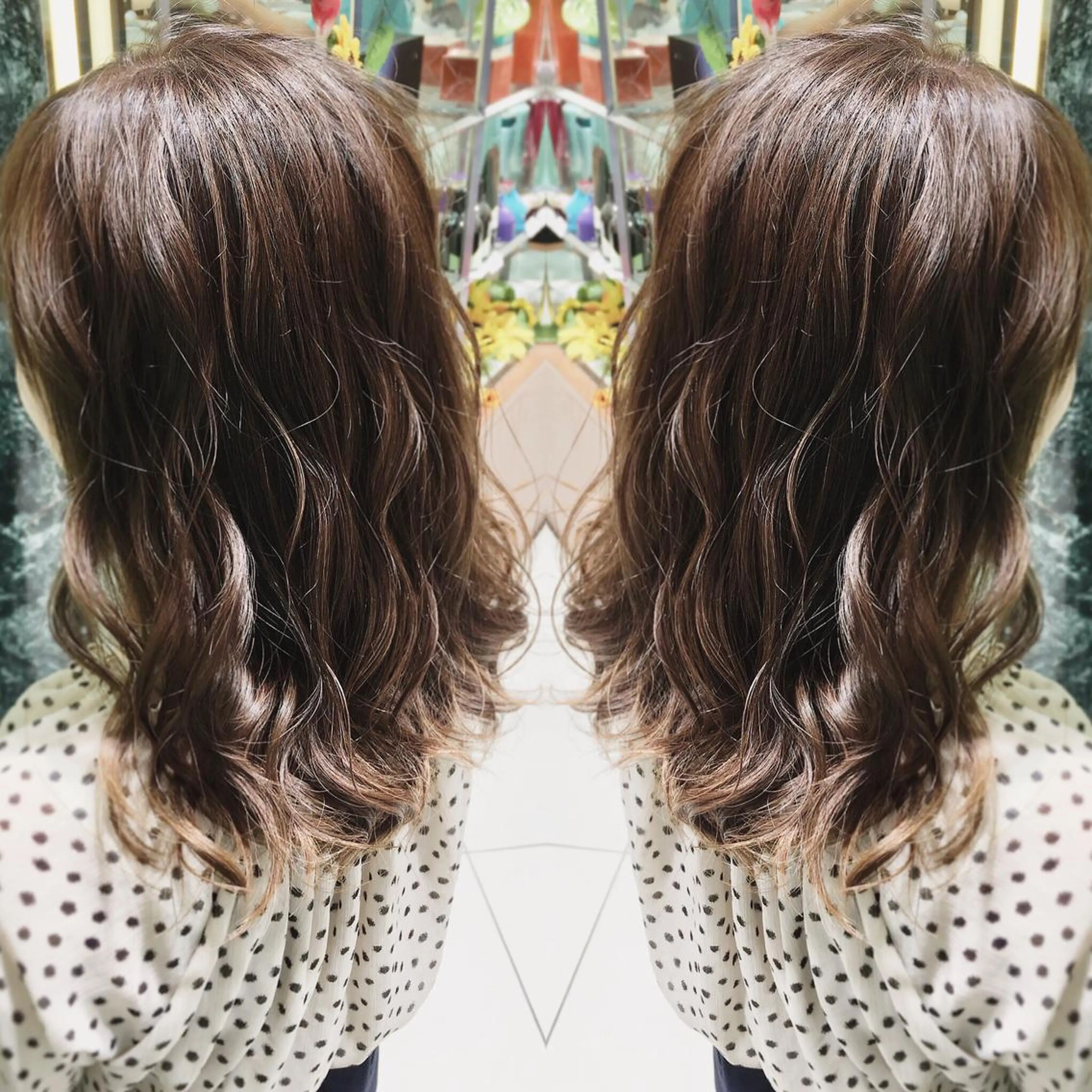 ロング カラー アッシュ バレイヤージュ レイヤーカット カット ヘアカラー ブリーチ/バレイヤ ージュ川端裕司のヘアスタイル