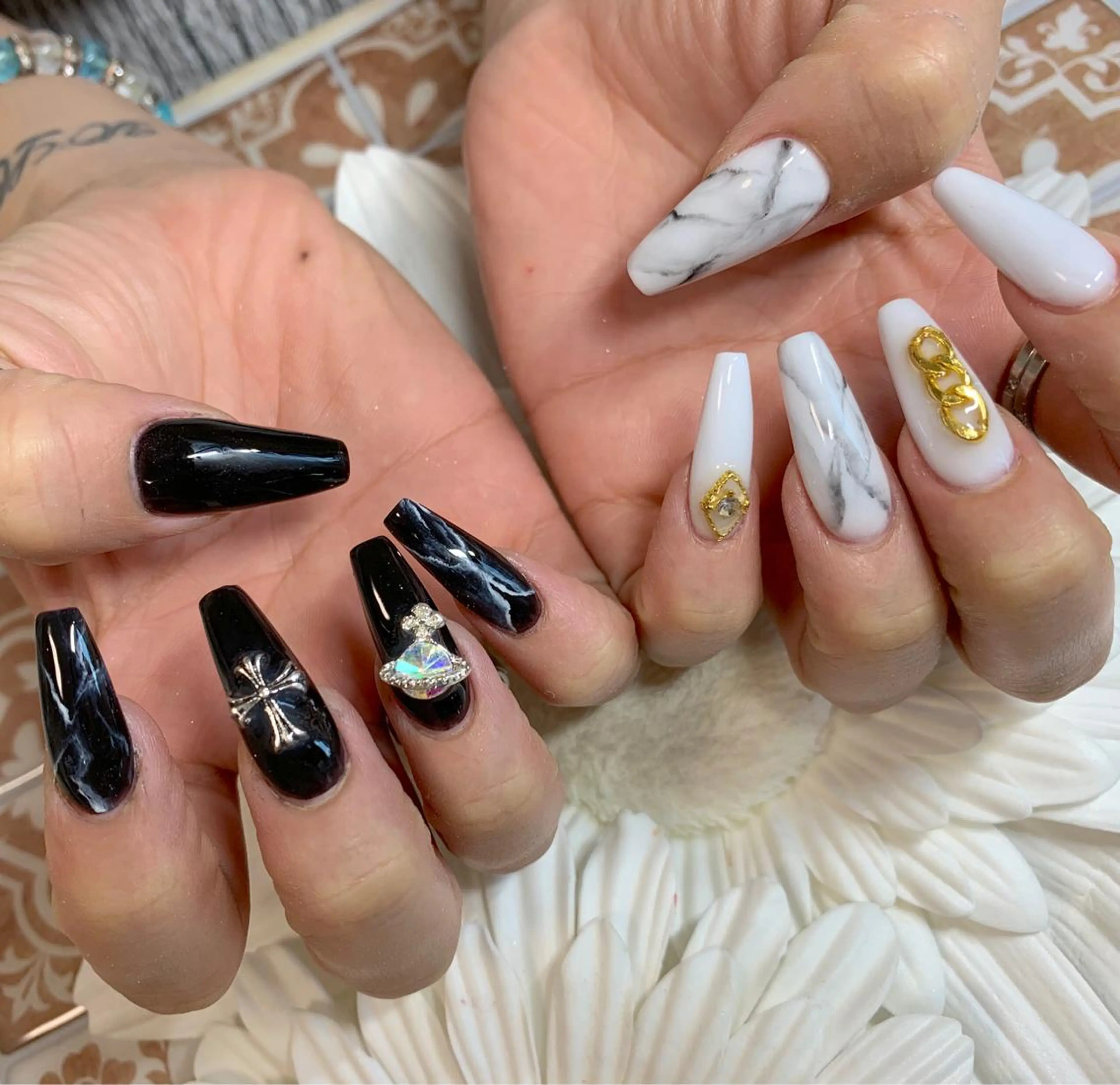 ネイル 大理石ネイル(マーブル) スカルプネイル Nailsalon E's cafeのネイルデザイン