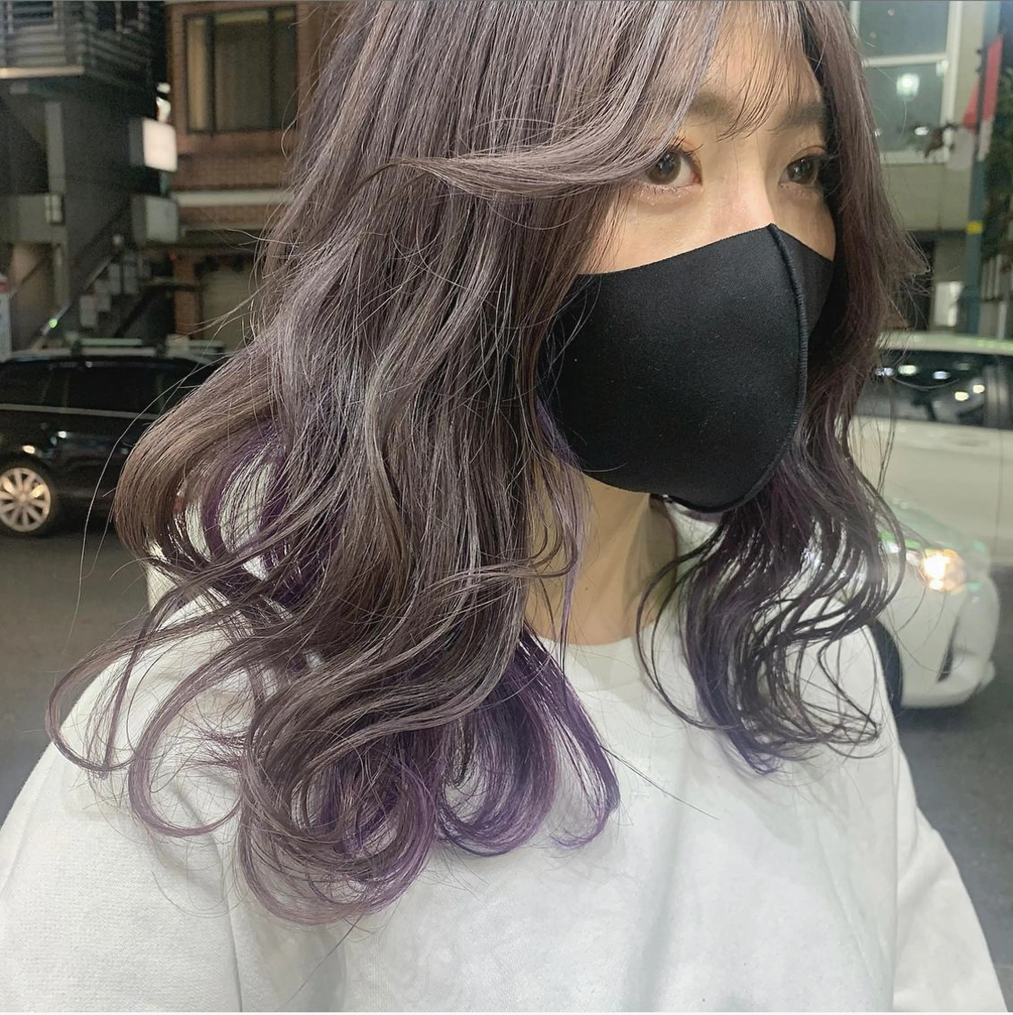 セミロング カラー インナーカラー ヘアカラー トリートメント 韓国ヘア🦋 MIYUのヘアスタイル