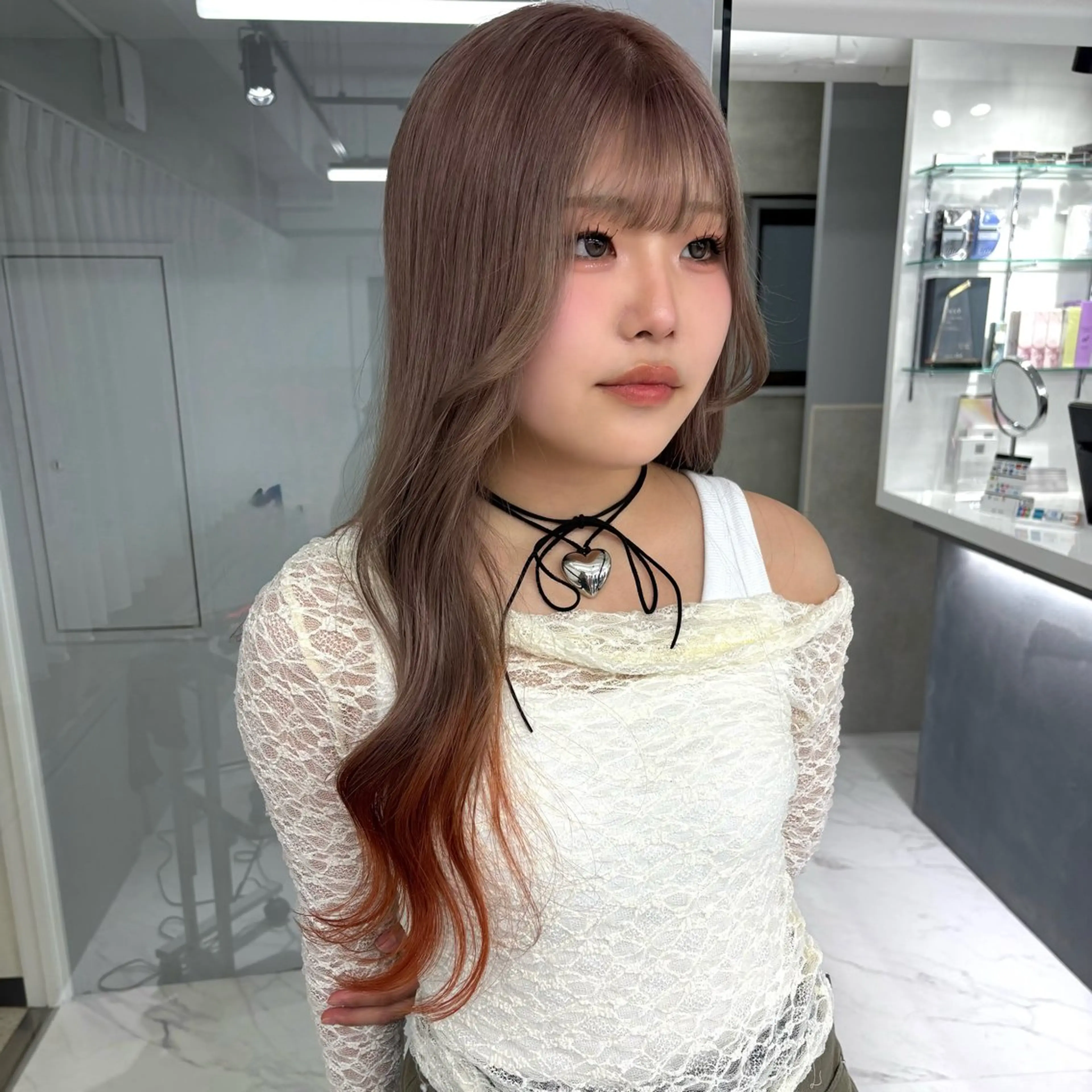 ロング カラー ベージュカラー グラデーションカラー オレンジ ヘアカラー Miyu🎀レイヤー ／透明感カラー🪽のヘアスタイル