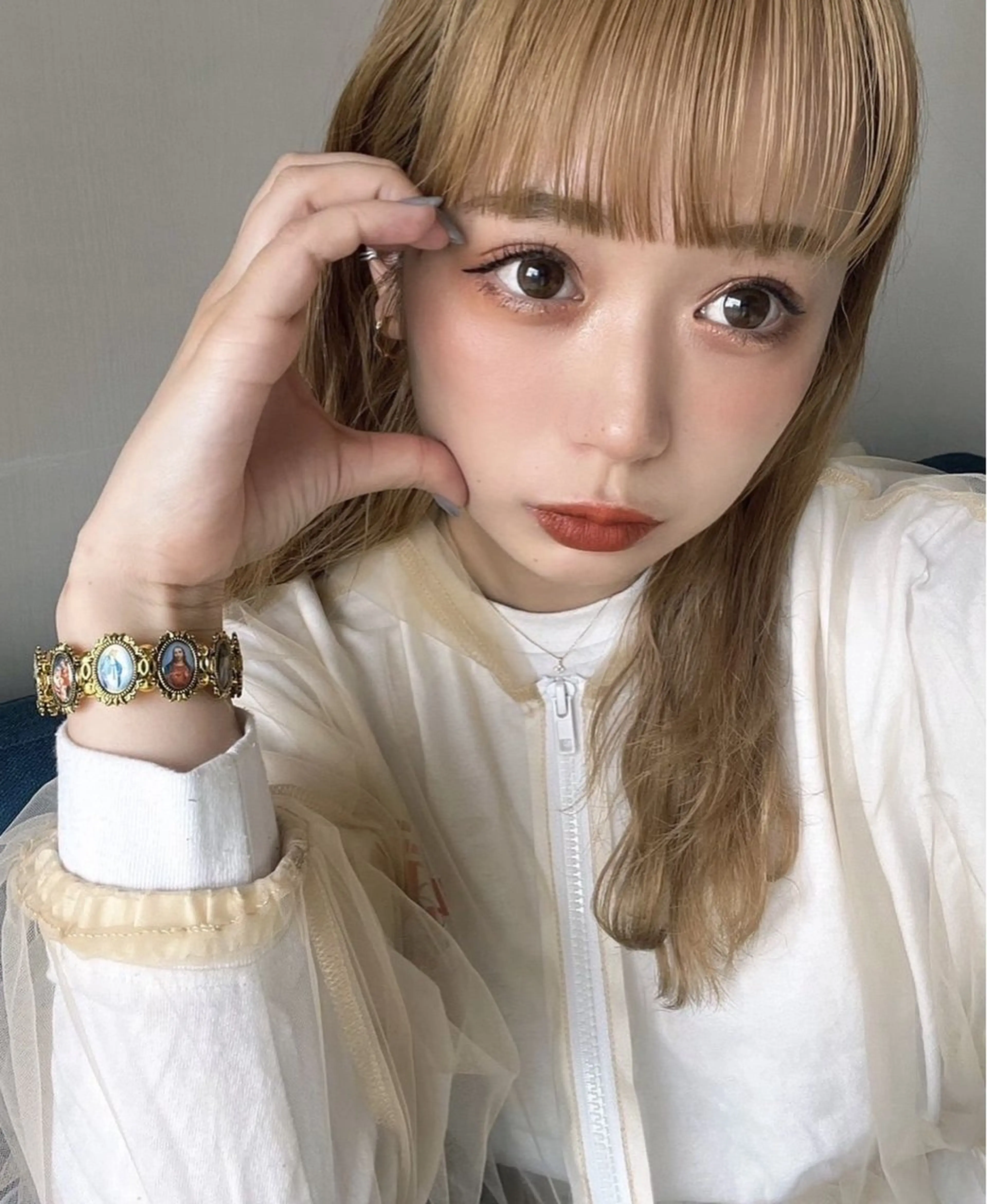 ミディアム カラー 山崎/ボブ縮毛矯正 レイヤー髪質改善のヘアスタイル