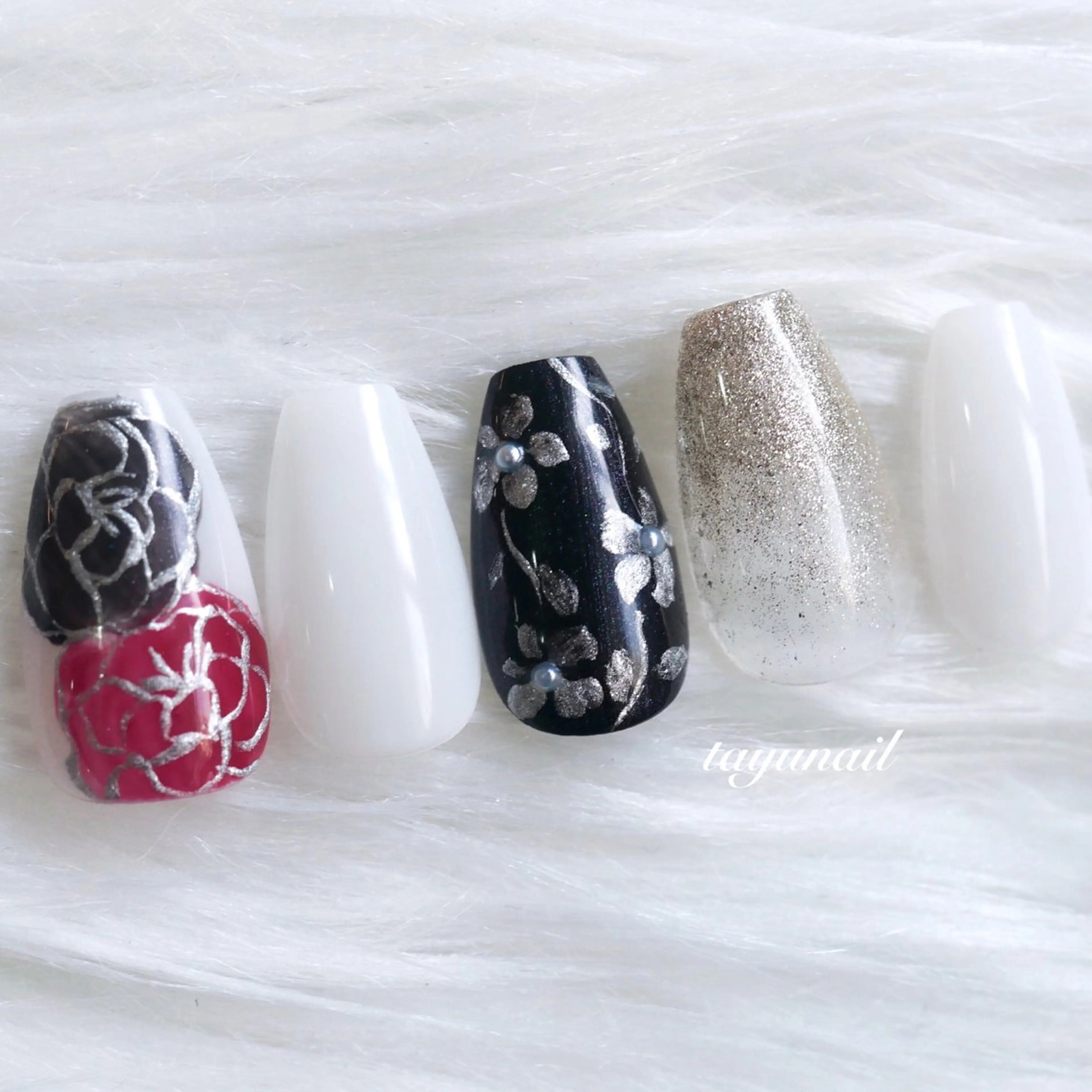 ネイル アートネイル 成人式 ジェルネイル パラジェル ネイルサロン 【たゆnail】のネイルデザイン