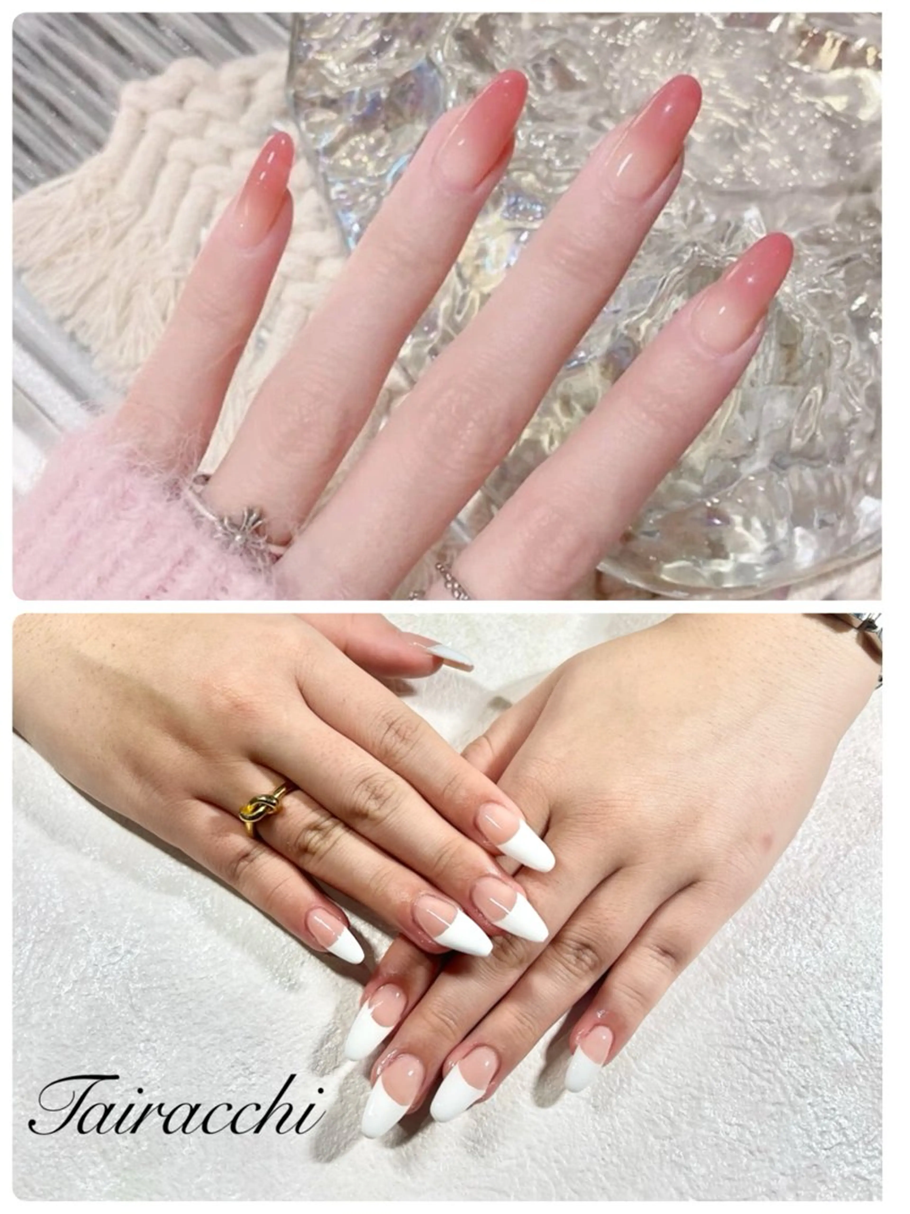 #ジェルスカルプ （#長さ出し ）＆かわちぃ☺️スキンカラー＆白🤍フレンチ💕　or グラデーション🩷 ミニモ学割の写真