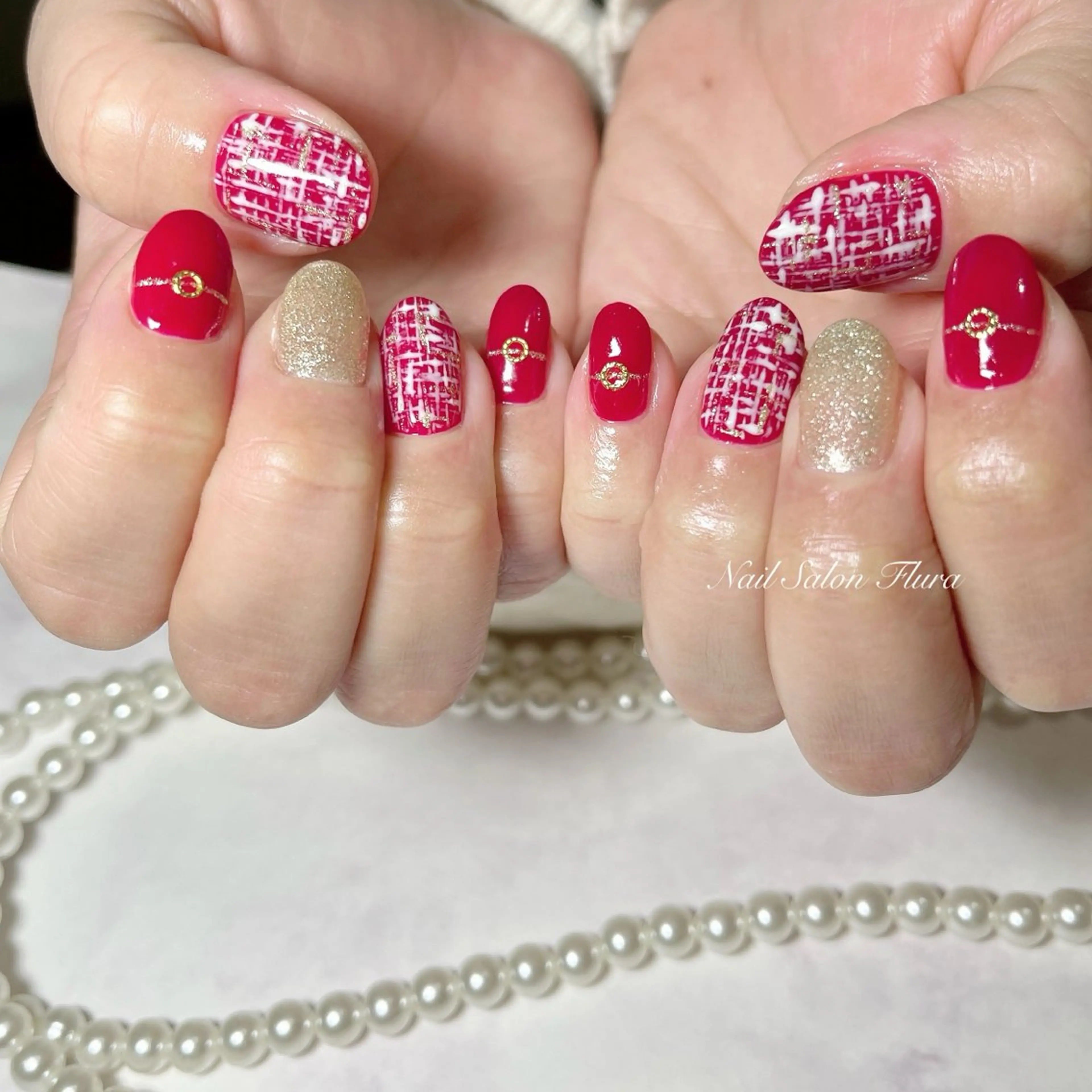 ネイル ツイードネイル ハンドネイル NailSalon Fluraのネイルデザイン