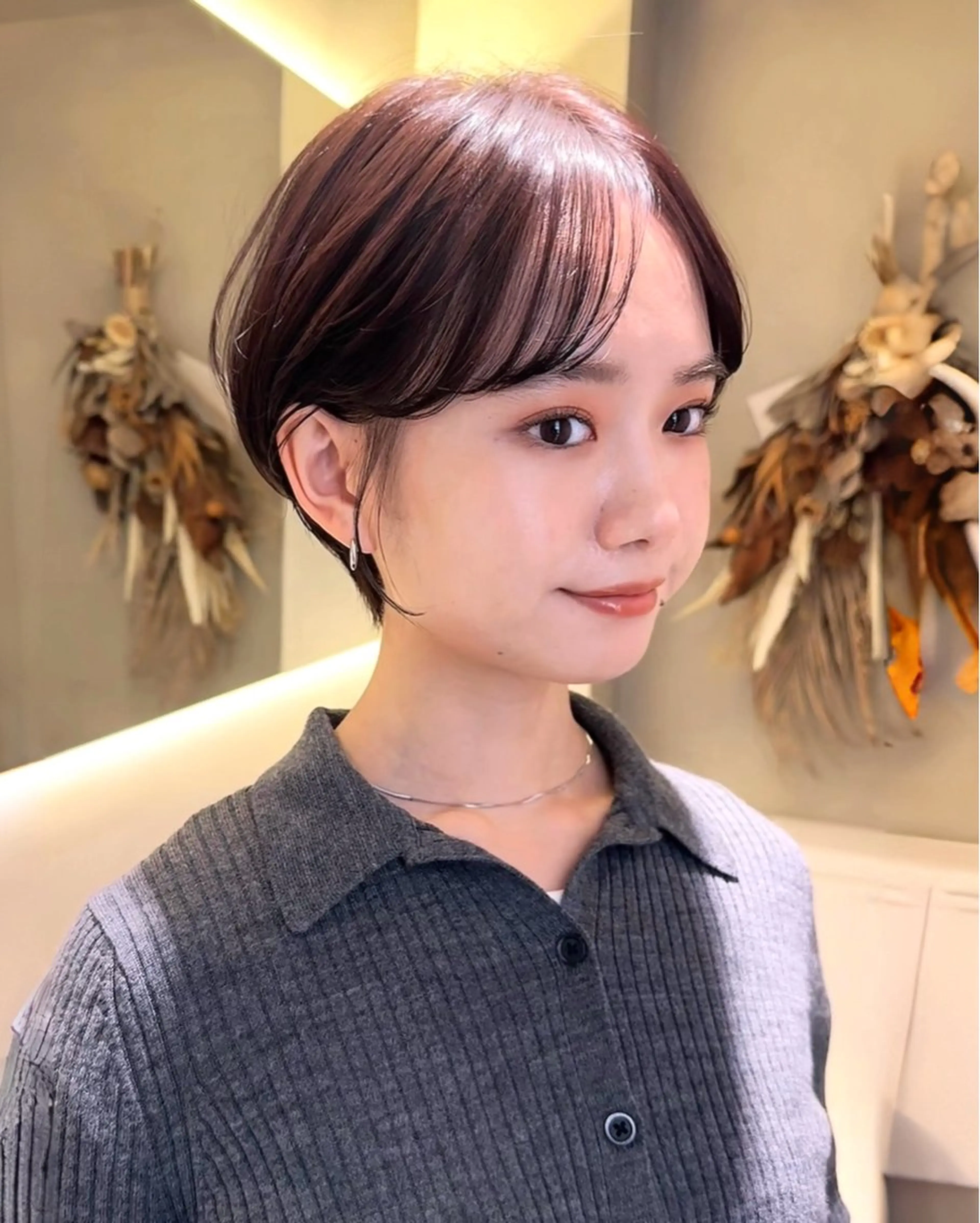 ショート カラー ショートボブ 丸みショート ボブ 似合わせカット ショートヘア カット ヘアカラー トリートメント ショート/ボブ/パー マ原宿🪷Akinaのヘアスタイル