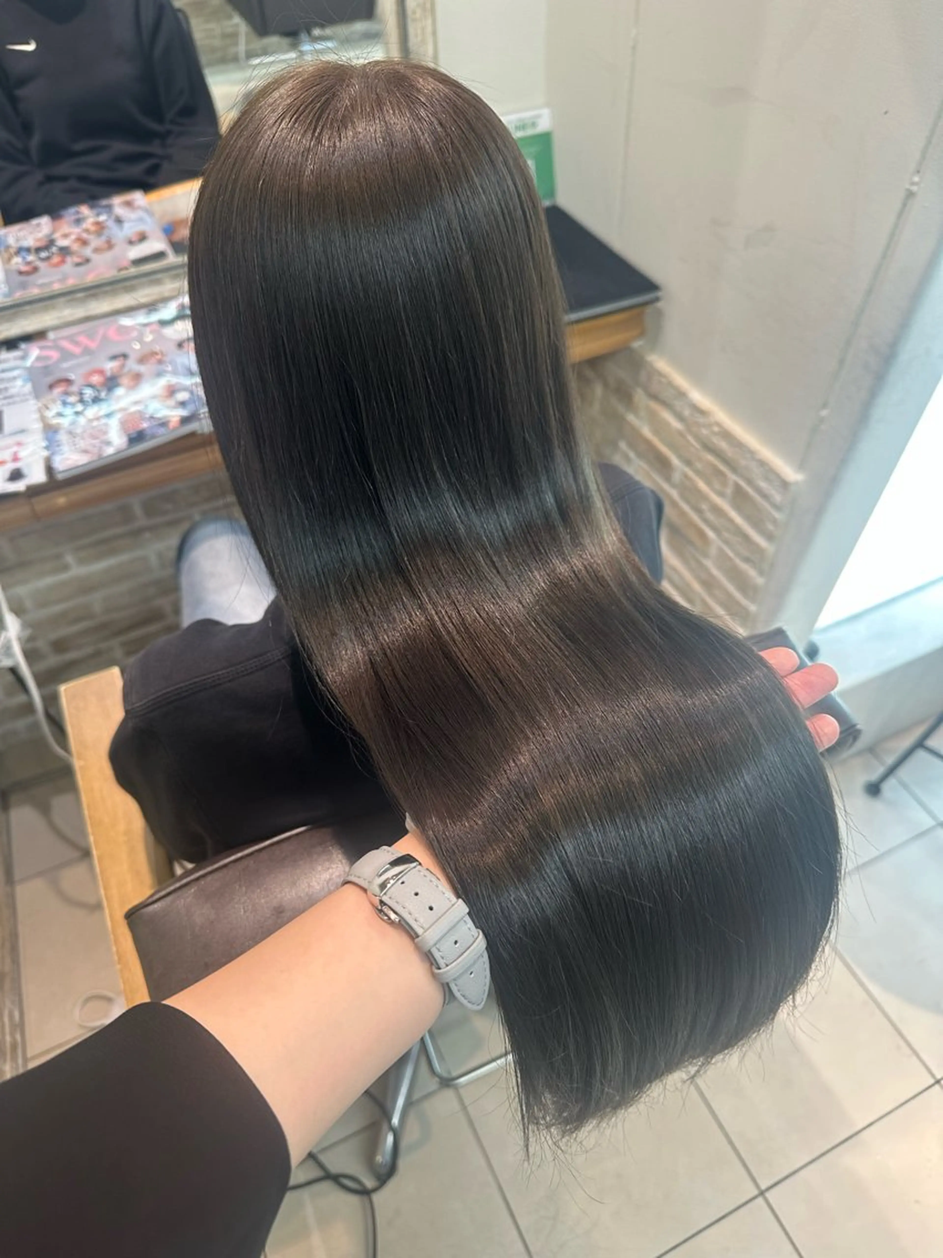 ロング ヘアカラー トリートメント 縮毛矯正/髪質改善 🌿/ベージュ🤎のヘアスタイル