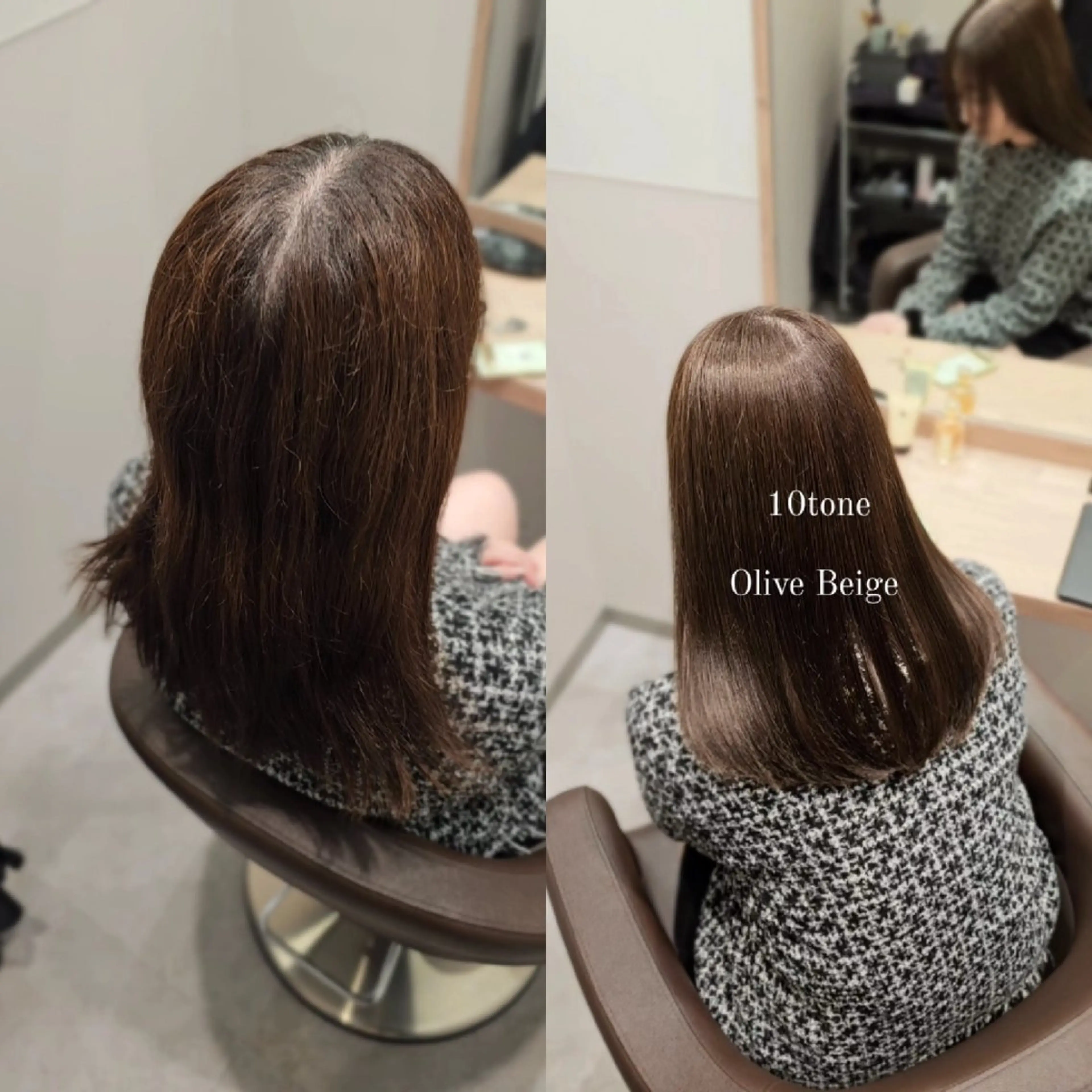 ミディアム カラー ベージュカラー カット ヘアカラー トリートメント 縮毛矯正をしている人 のためのカラーのヘアスタイル