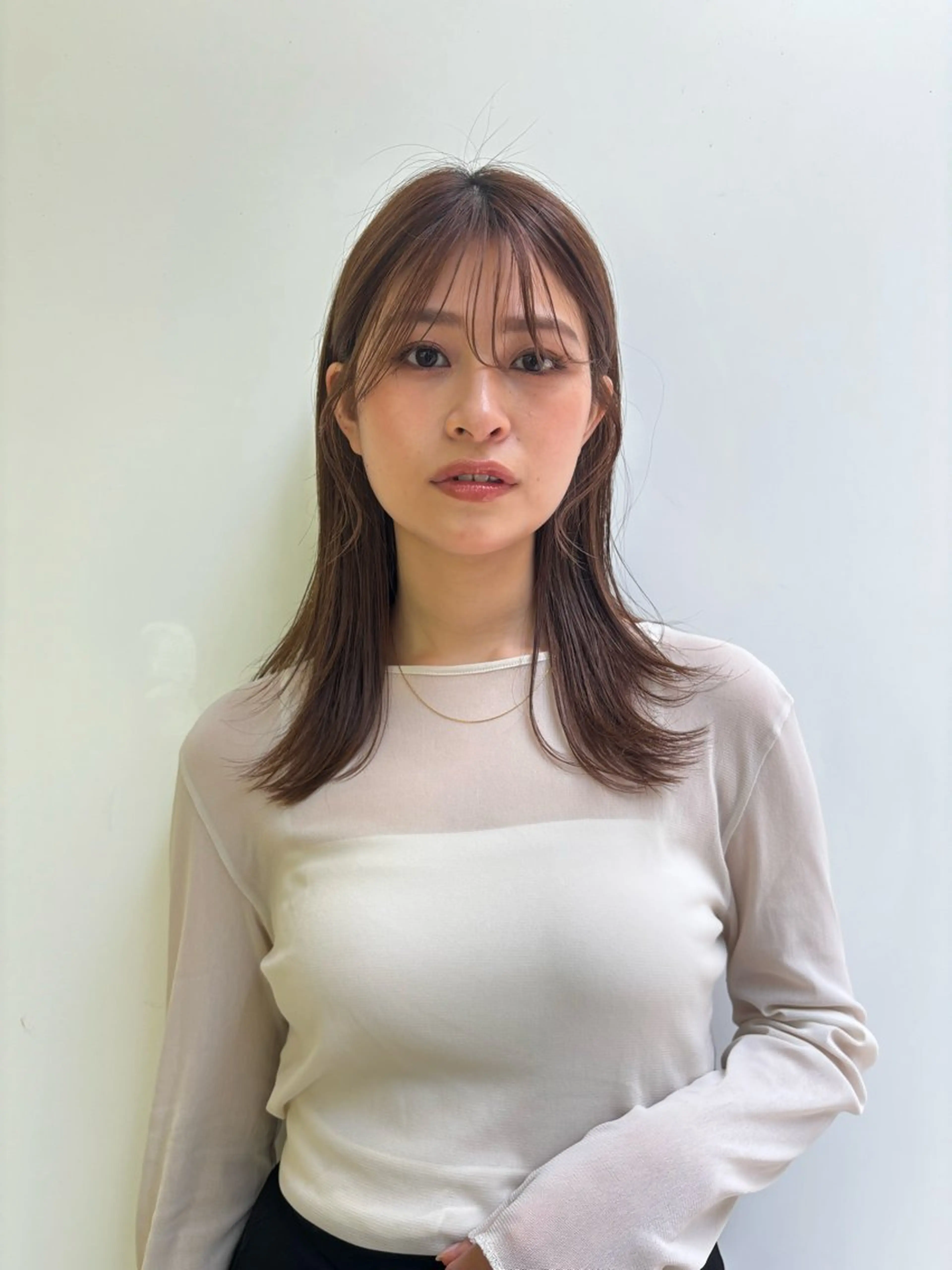 ミディアム カラー カット ヘアカラー トリートメント レイヤー×顔周 り×髪質改善/MIUのヘアスタイル