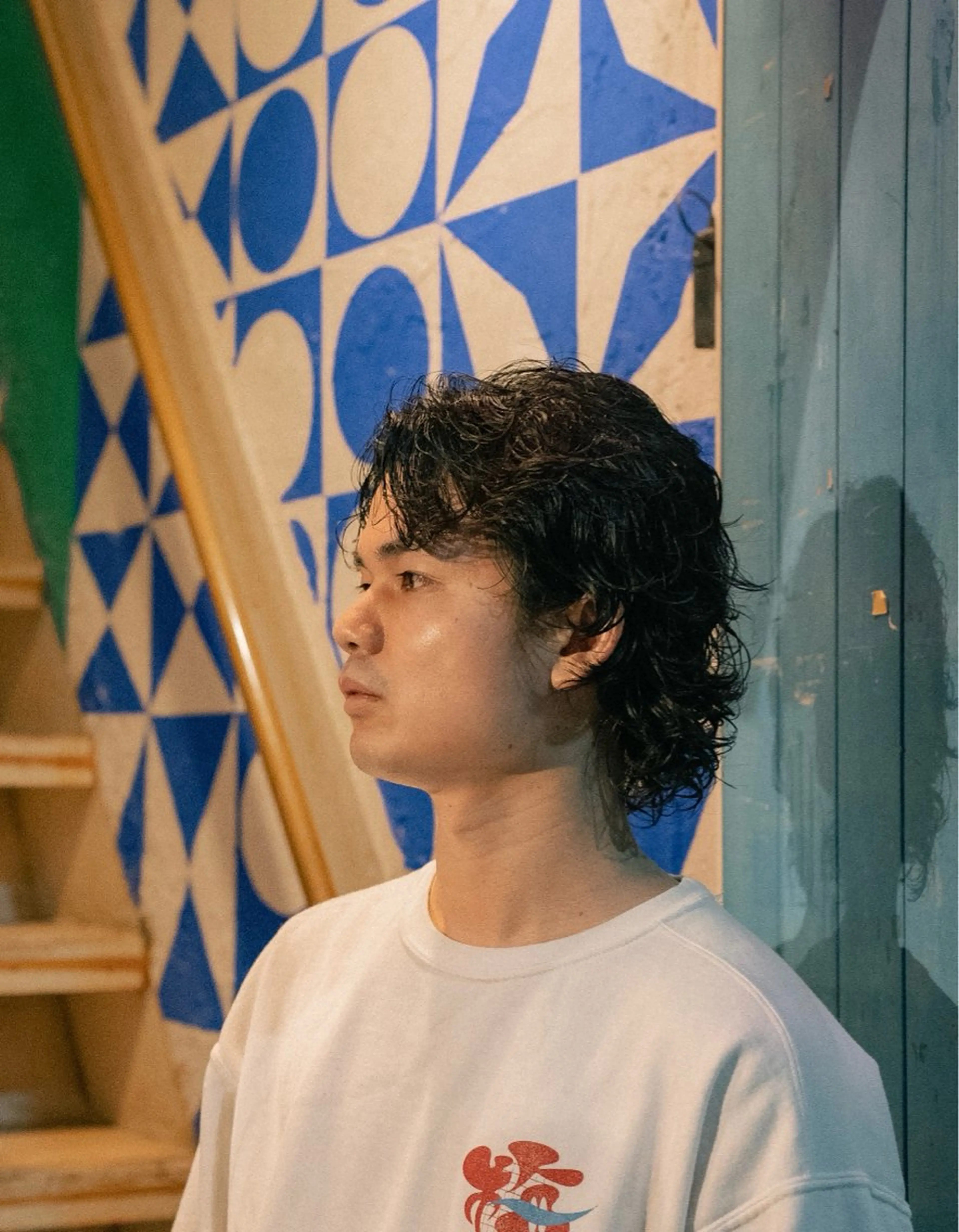 ミディアム カラー パーマ メンズ ミディアムパーマ メンズパーマ カット パーマ 🔗メンズサロン🔗 Kieのヘアスタイル