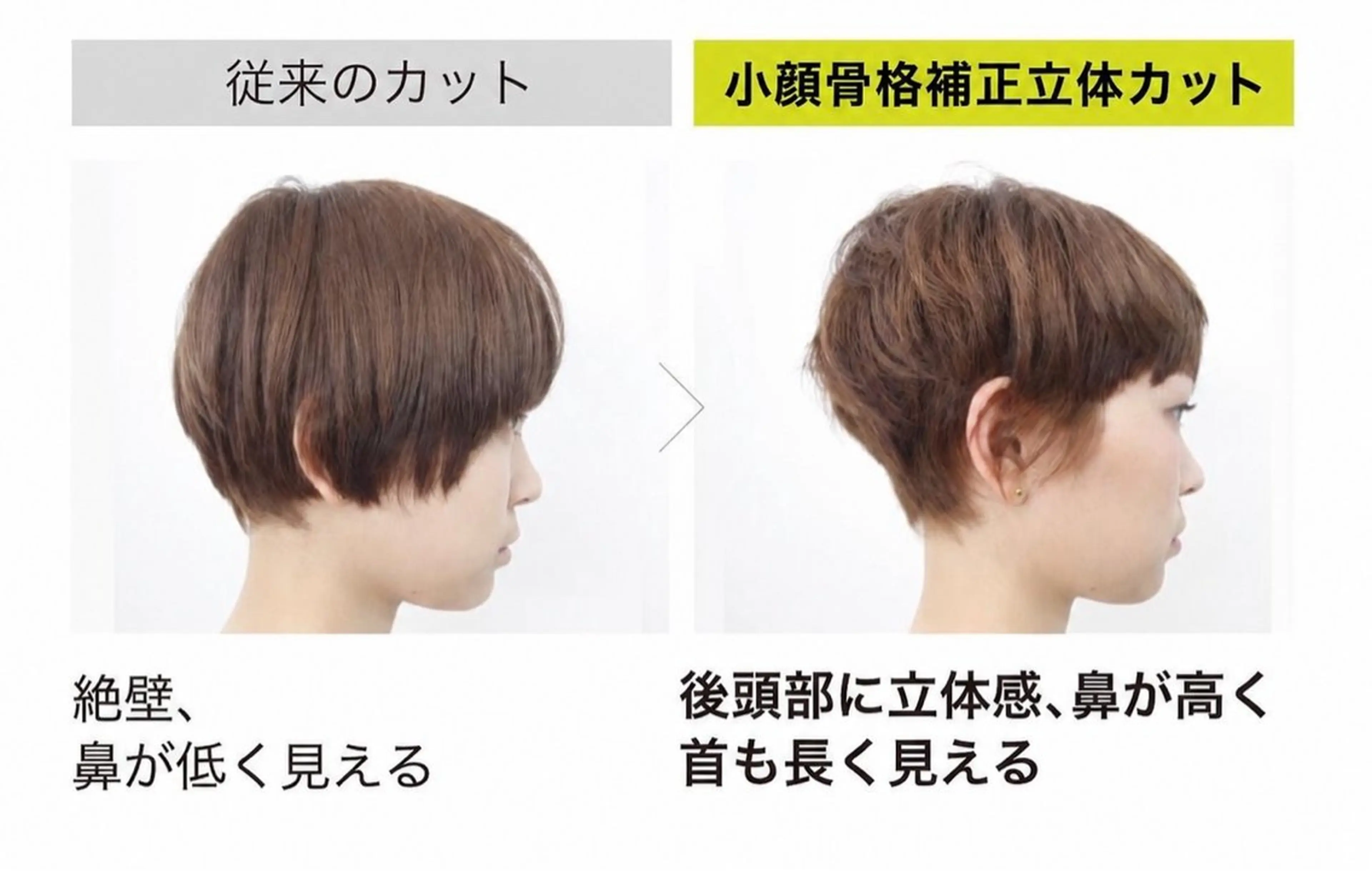 小顔補正立体カット+超音波アイロントリートメントの写真