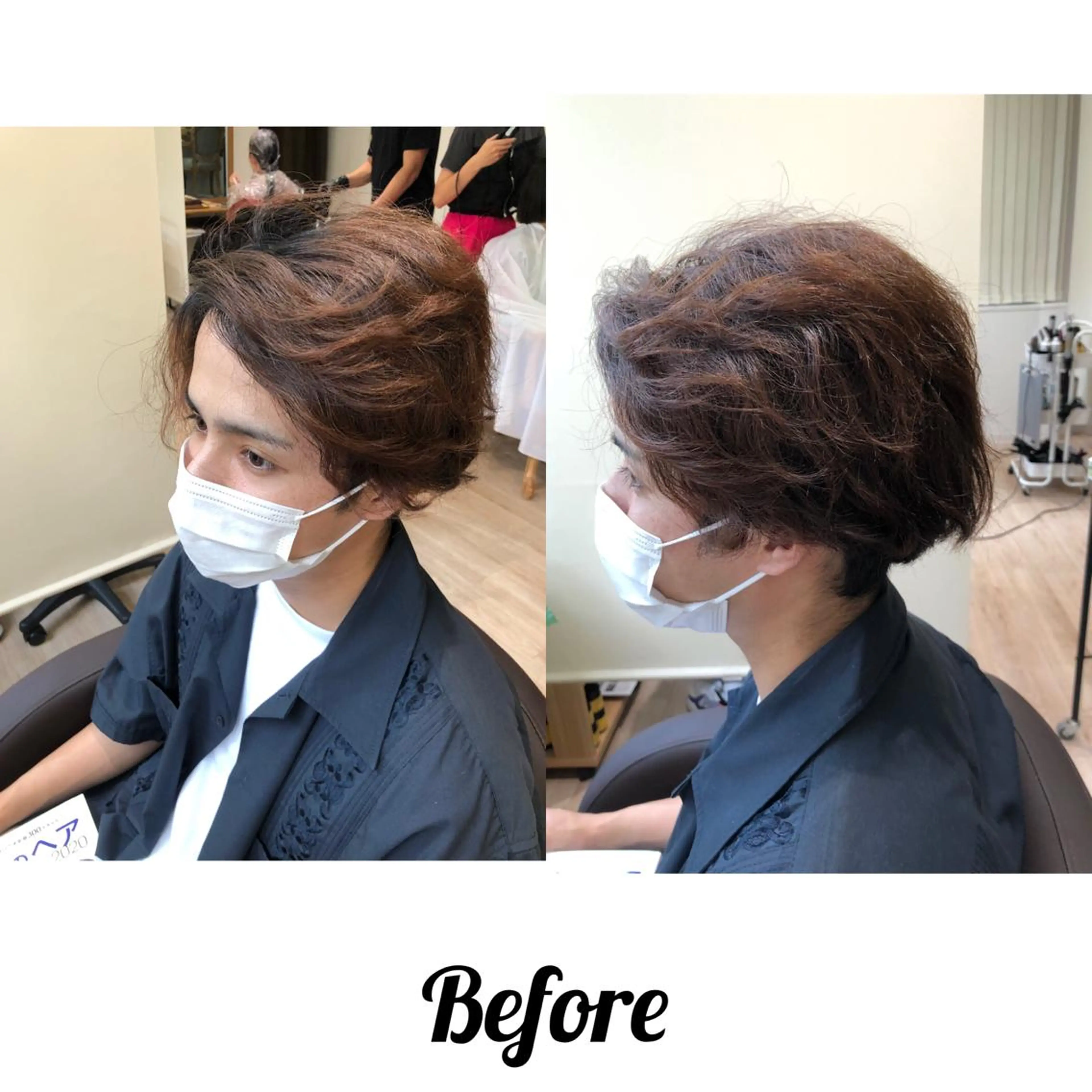 ショート カラー パーマ 関西センターパート メンズモデル募集のヘアスタイル