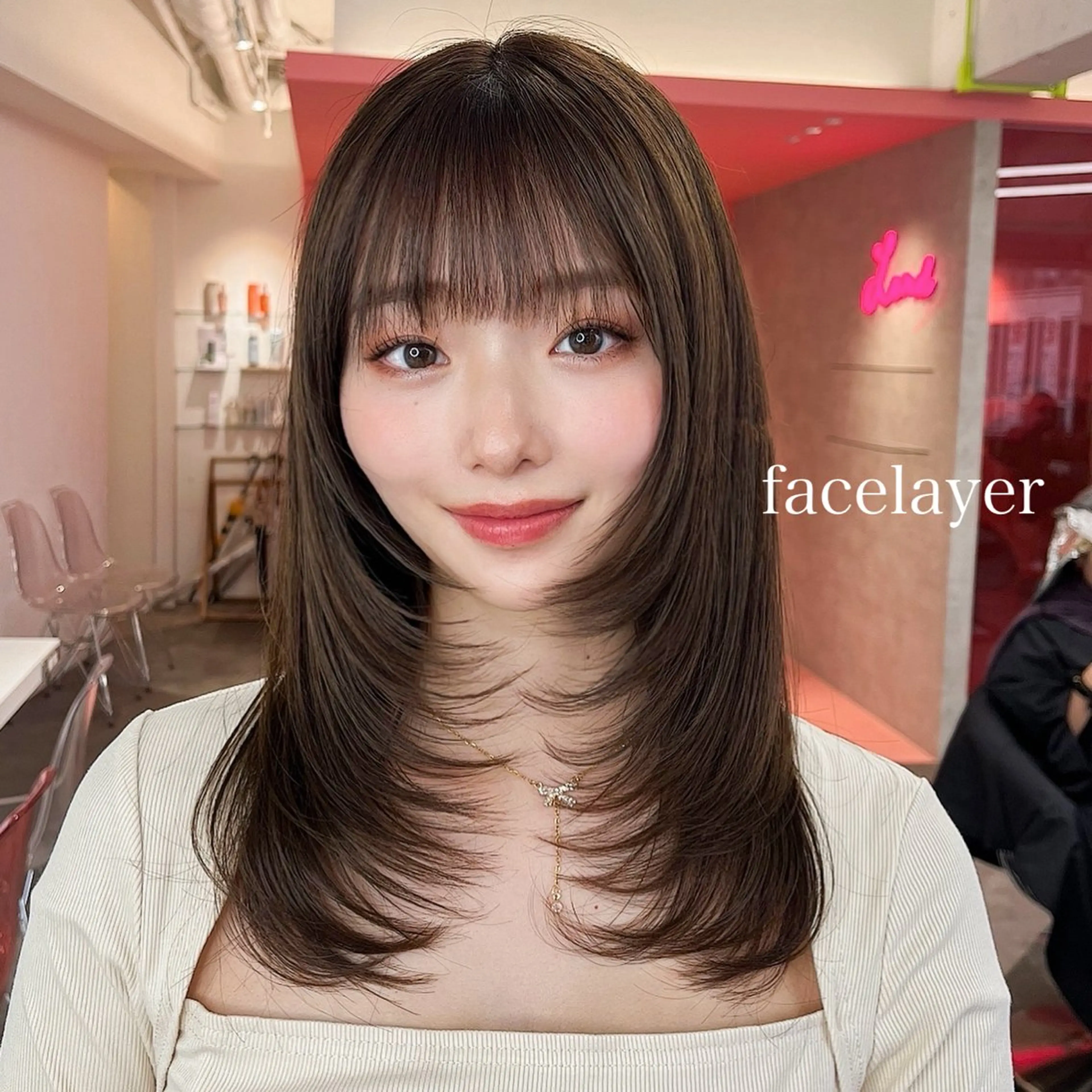 ミディアム カラー レイヤーカット 山崎/ボブ縮毛矯正 レイヤー髪質改善のヘアスタイル