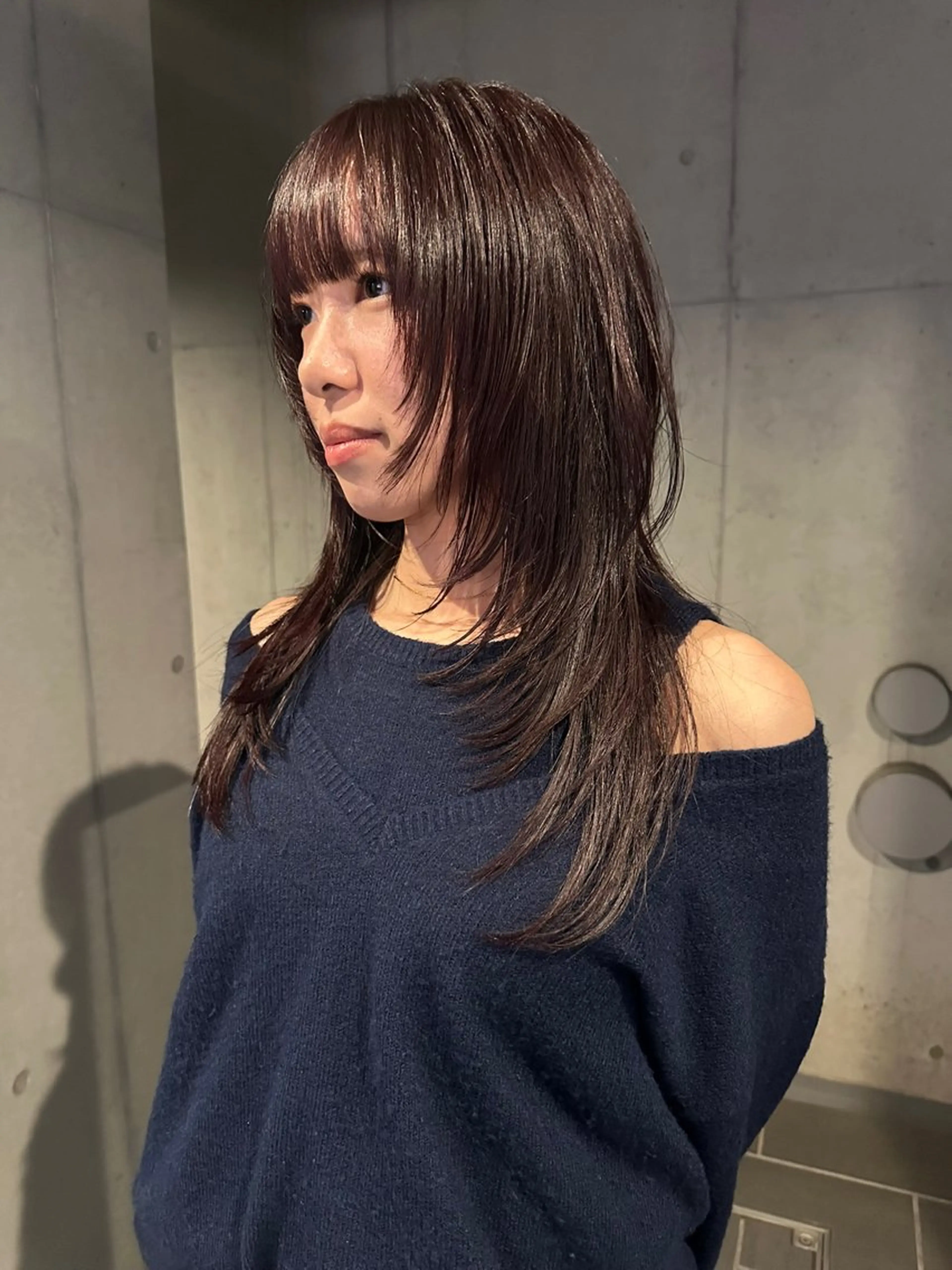 ロング カラー 顔まわりレイヤー ハッシュカット レイヤーカット ウルフカット カット ヘアカラー 似合わせウルフ/ レイヤー/山本祐輔のヘアスタイル