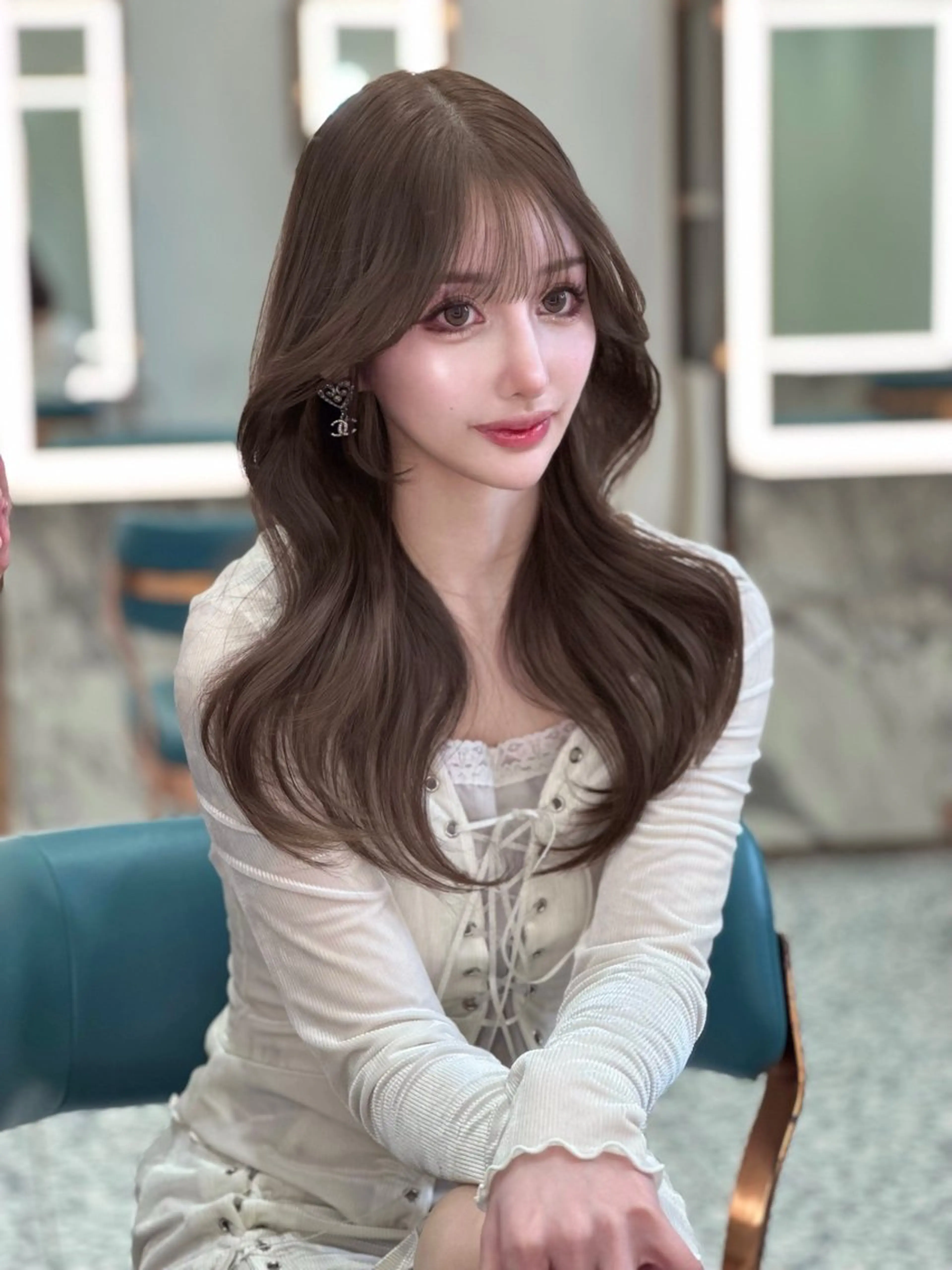 セミロング カラー ブリーチ 透明感カラー ダブルカラー ブリーチなしカラー レイヤーカット ワンホン🎀韓国ヘア 💞渋谷/GAKUのヘアスタイル