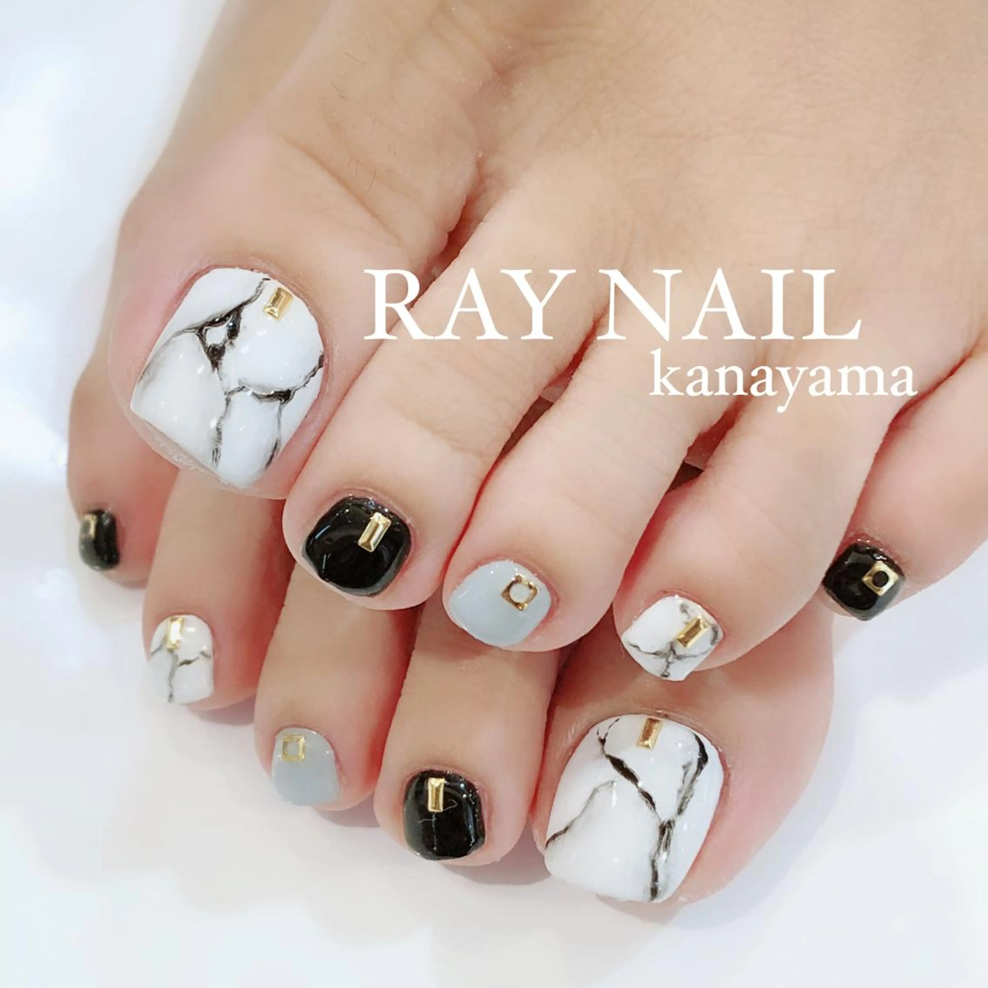 ネイル 大理石ネイル(マーブル) フットネイル Arowa 伊田のネイルデザイン