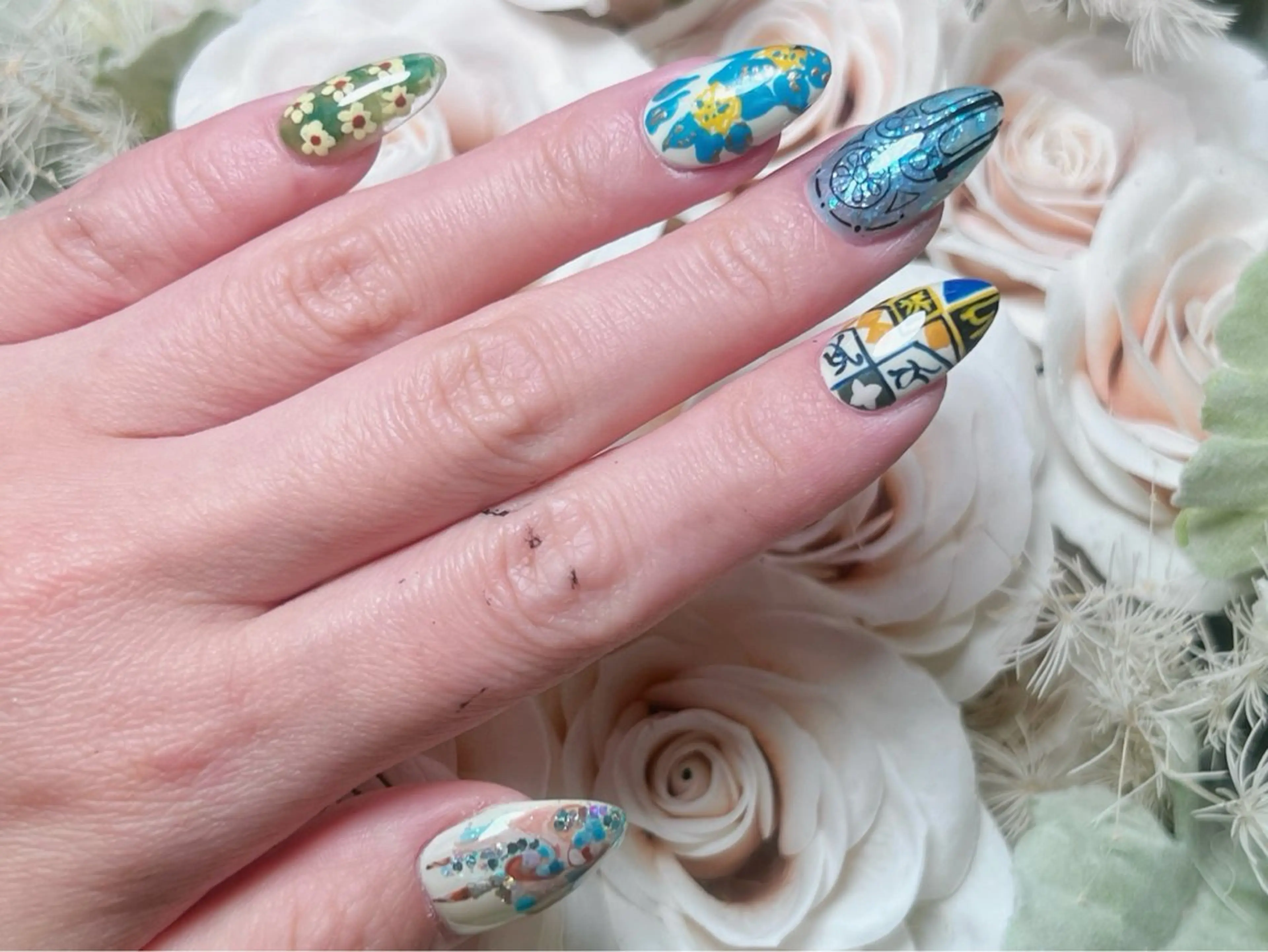 ネイル 成人式 ロングネイル マグネットネイル 持ち込み ワンカラーネイル Painty nailのネイルデザイン